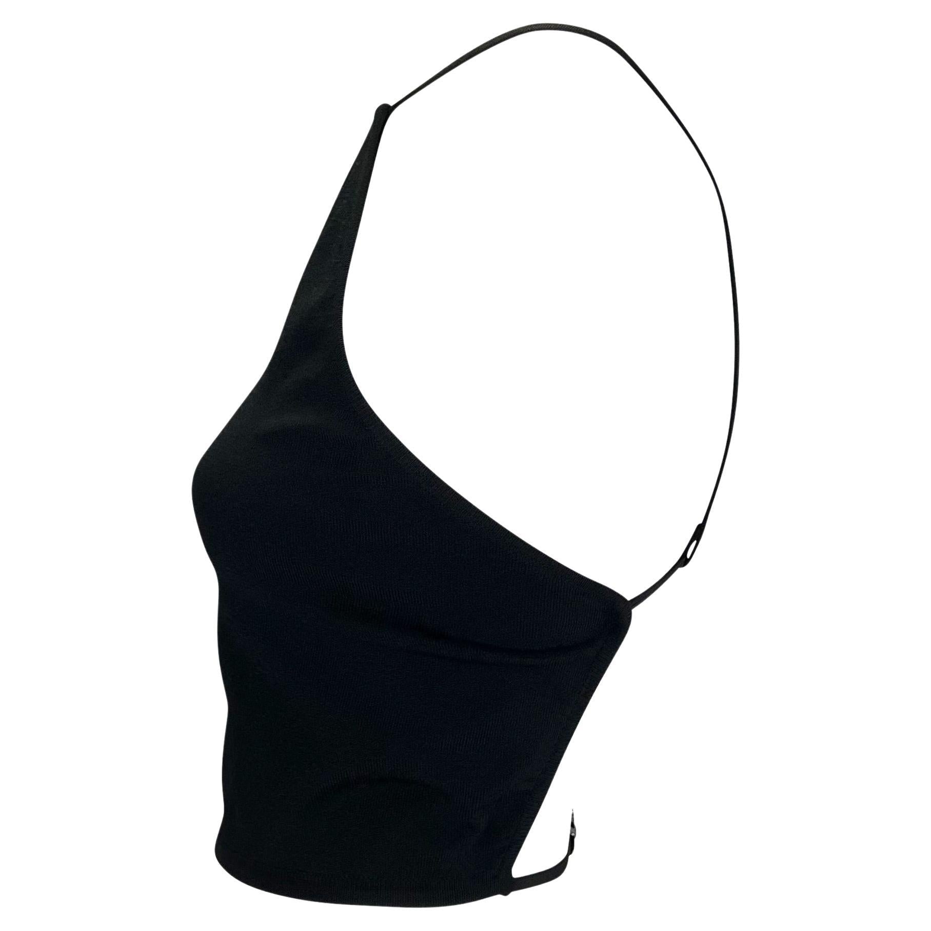 S/S 1998 Gucci by Tom Ford Buckle Strap Backless Knit Black Crop Top - RealList