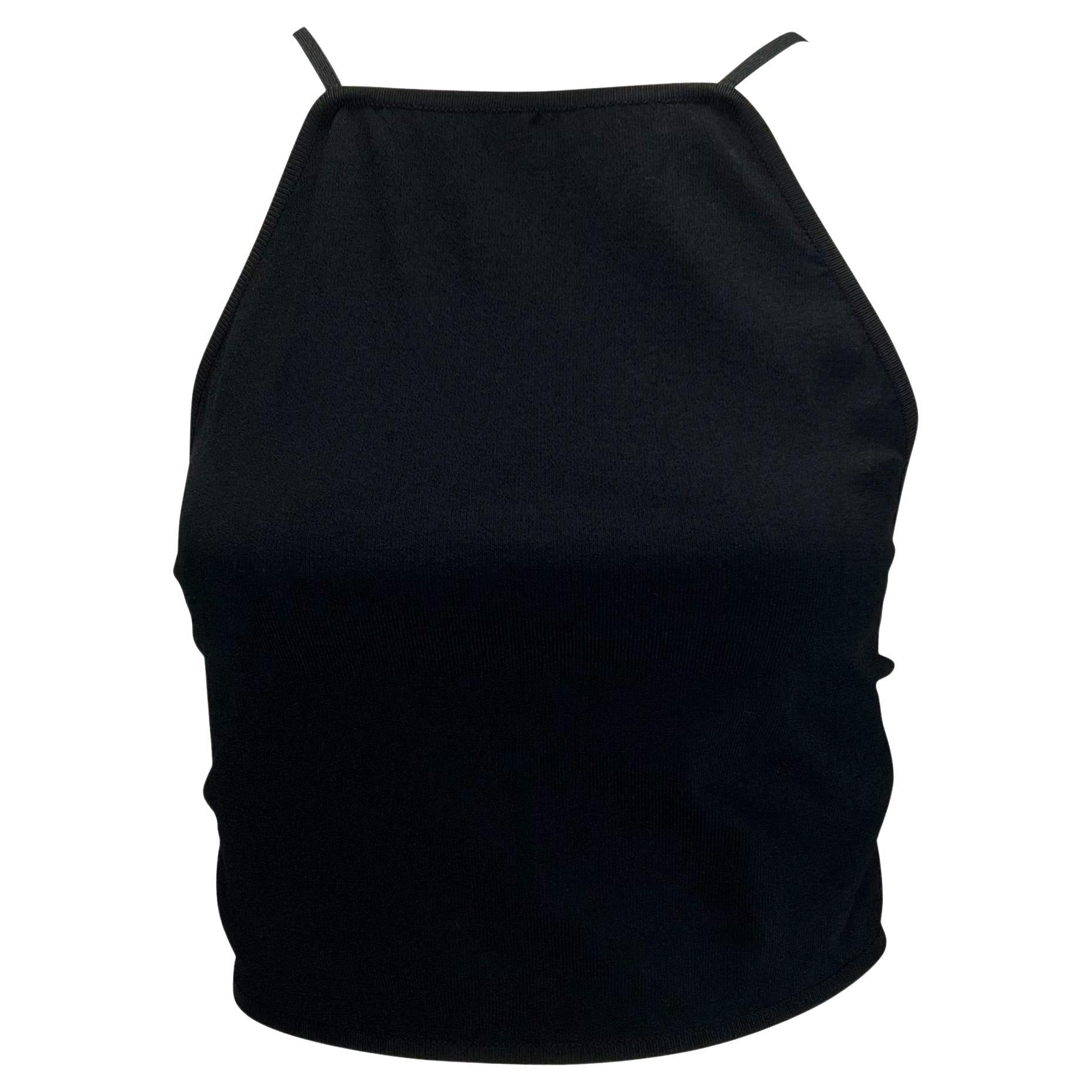 S/S 1998 Gucci by Tom Ford Buckle Strap Backless Knit Black Crop Top - RealList