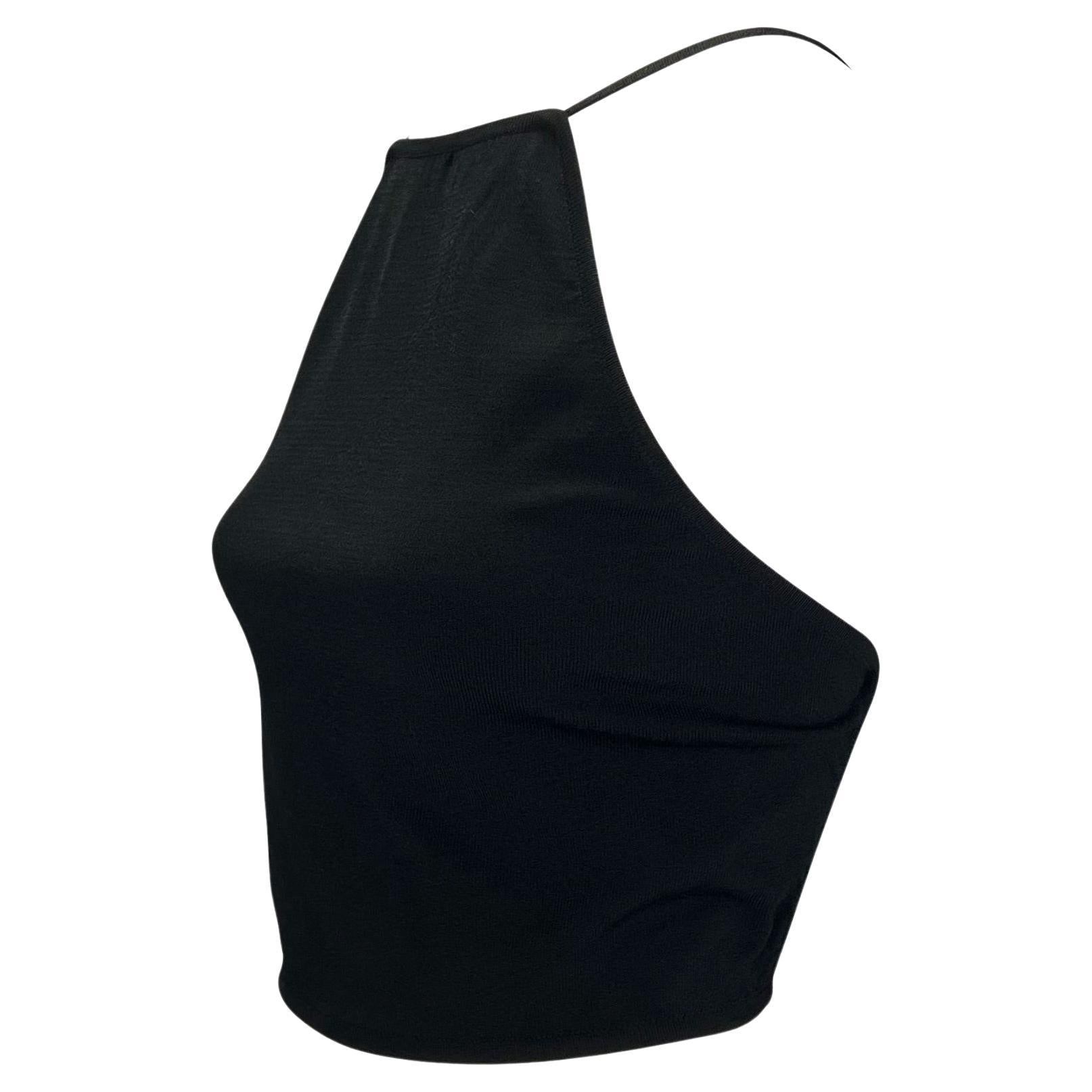 S/S 1998 Gucci by Tom Ford Buckle Strap Backless Knit Black Crop Top - RealList