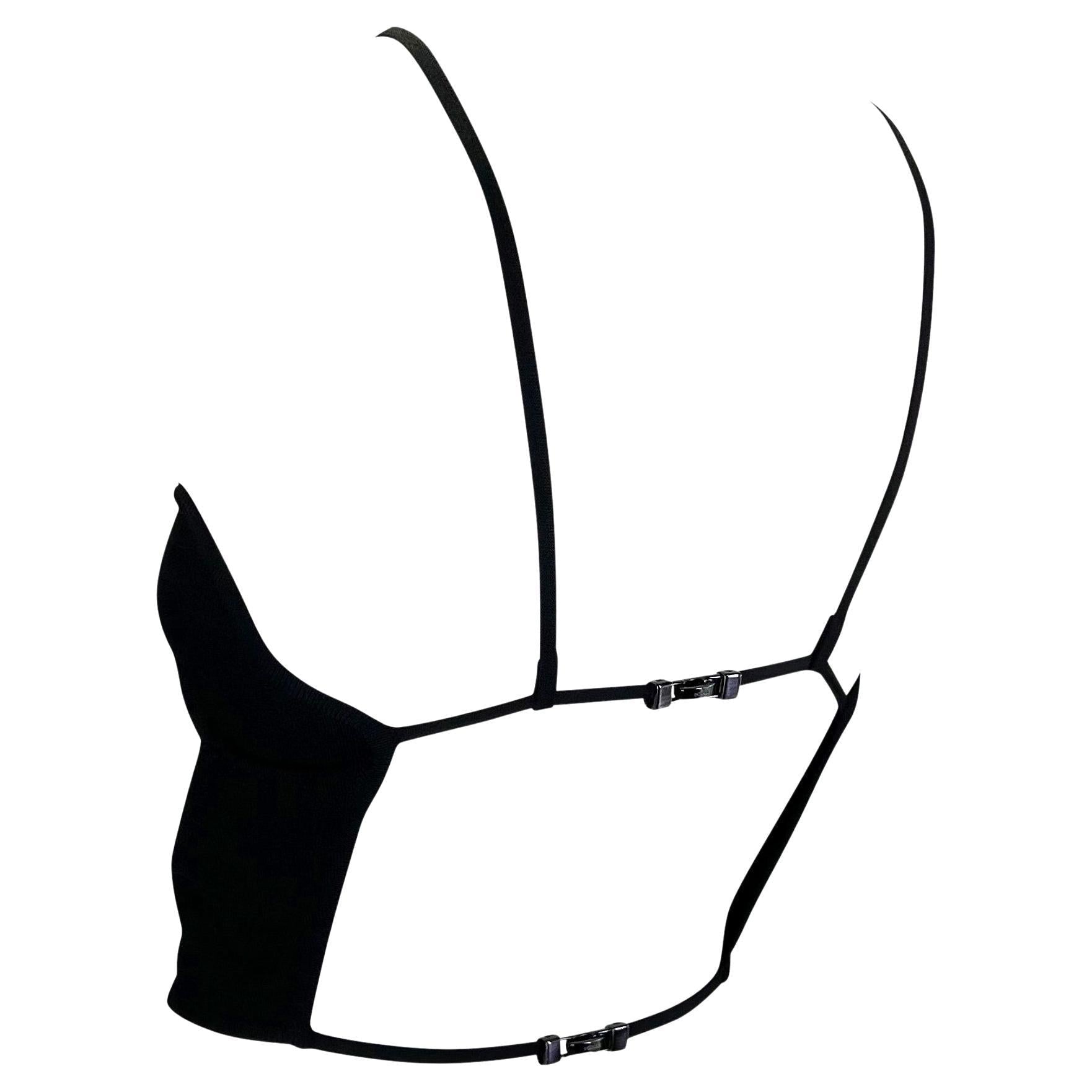 S/S 1998 Gucci by Tom Ford Buckle Strap Backless Knit Black Crop Top - RealList