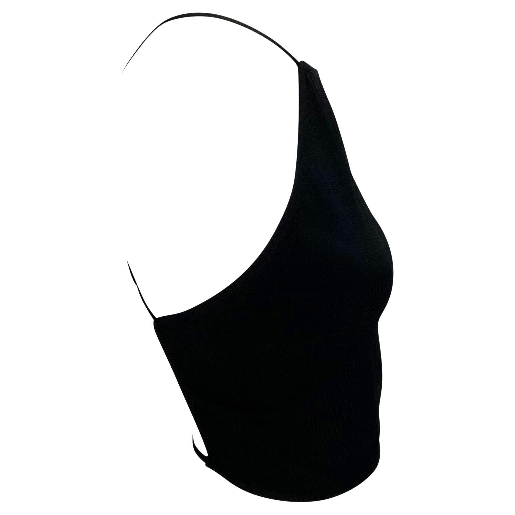 S/S 1998 Gucci by Tom Ford Buckle Strap Backless Knit Black Crop Top - RealList