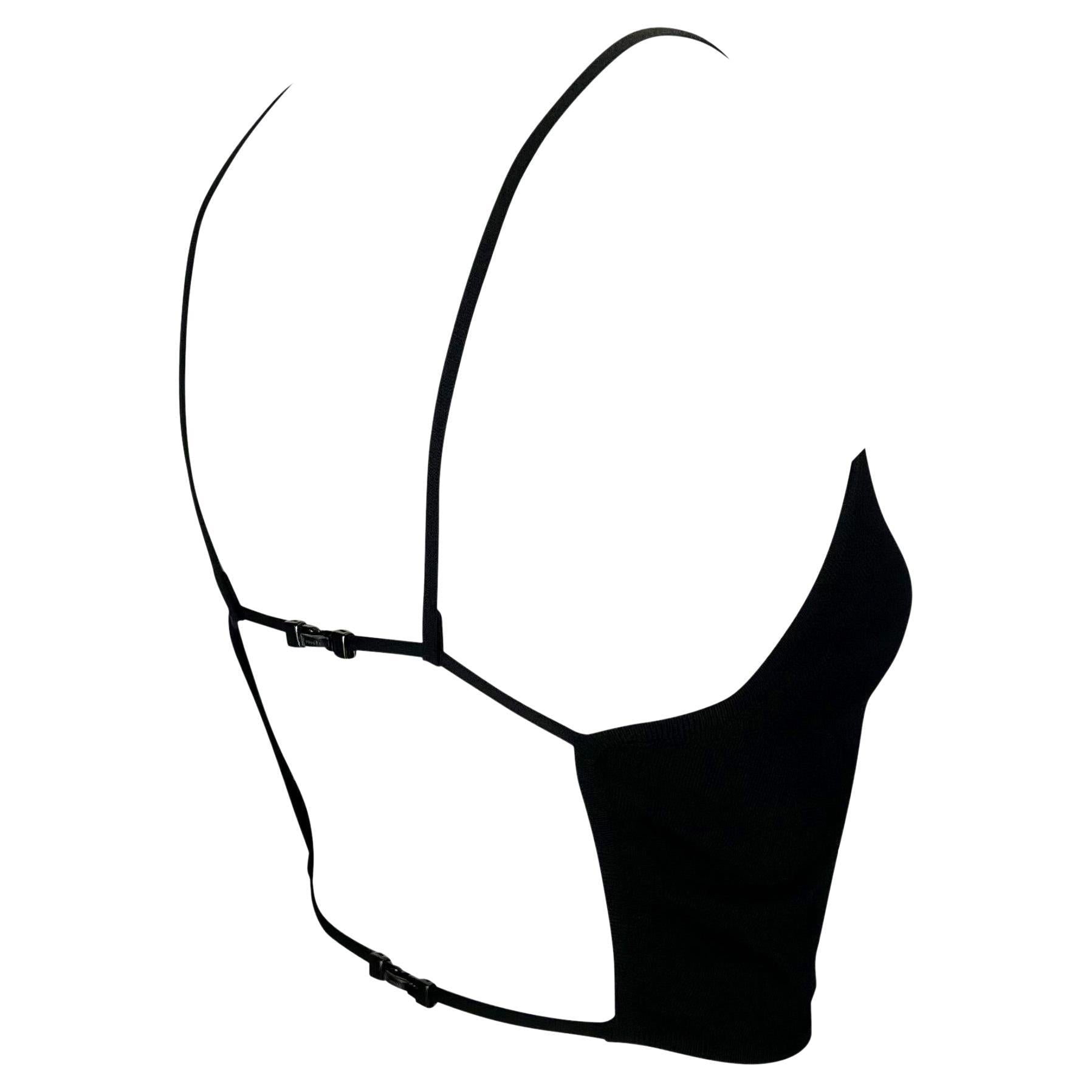 S/S 1998 Gucci by Tom Ford Buckle Strap Backless Knit Black Crop Top - RealList