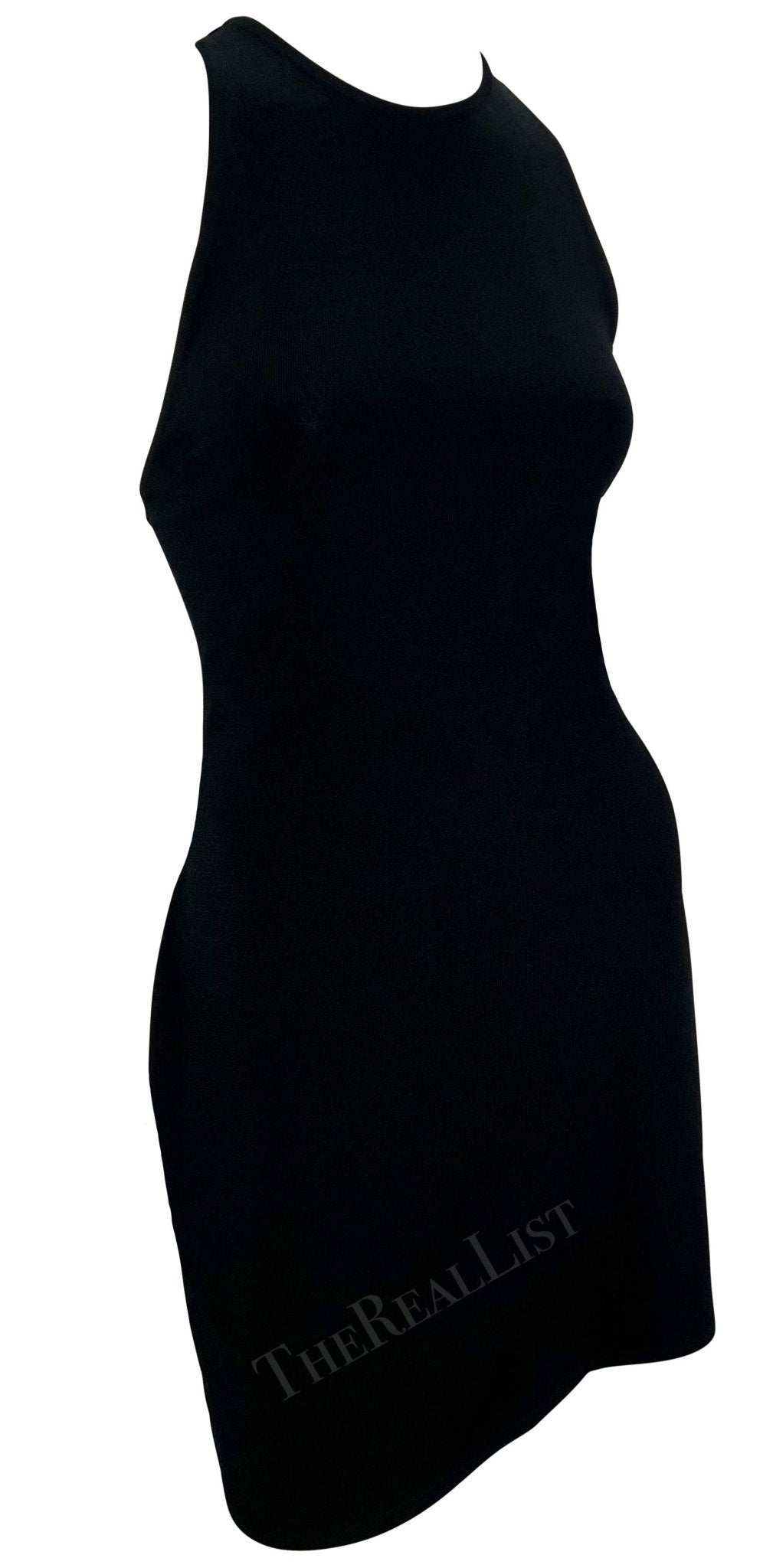 S/S 1998 Gucci by Tom Ford G Logo Buckle Racerback Knit Dress Black - RealList