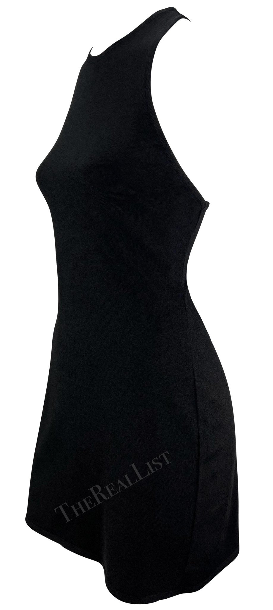 S/S 1998 Gucci by Tom Ford G Logo Buckle Racerback Knit Dress Black - RealList