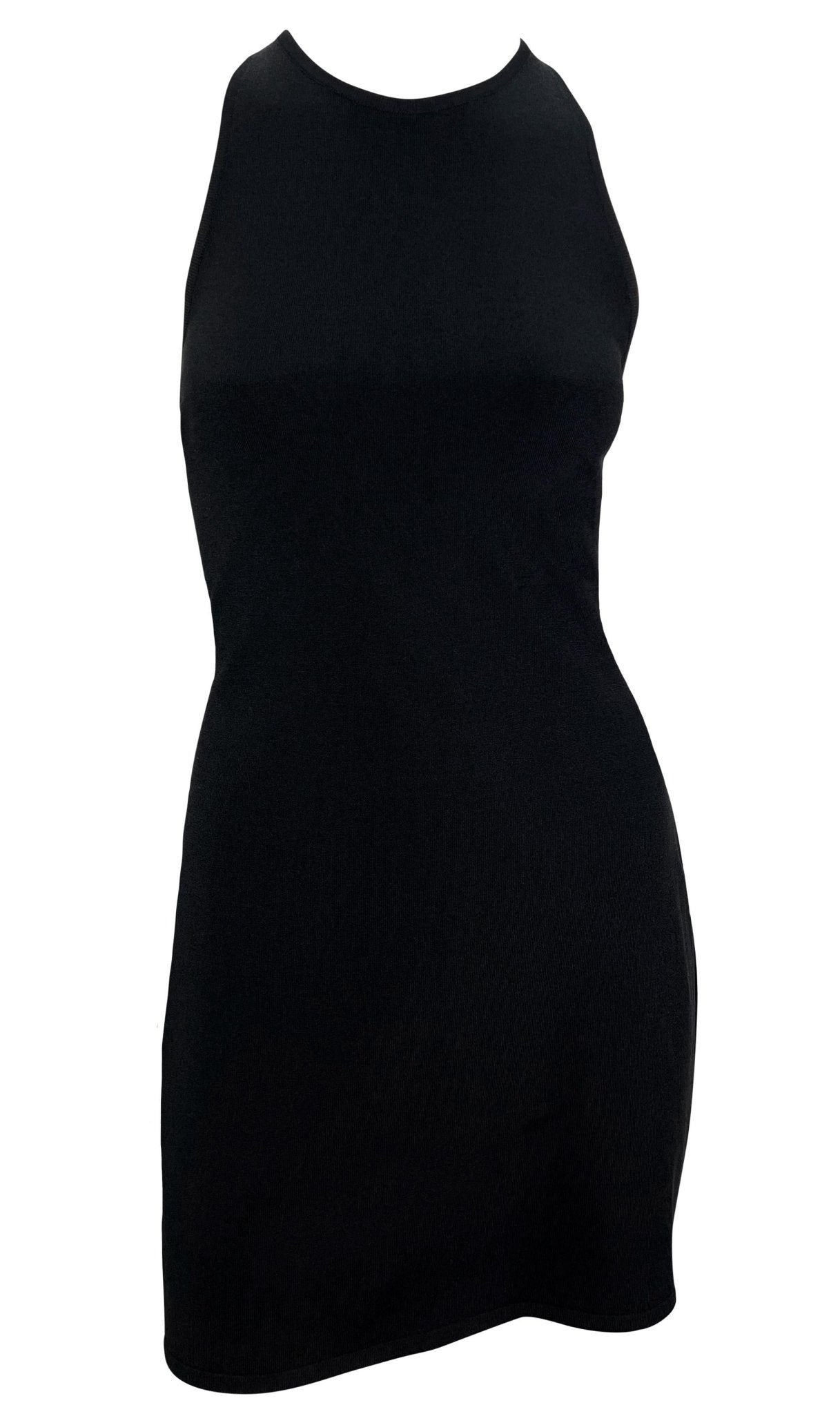 S/S 1998 Gucci by Tom Ford G Logo Buckle Racerback Knit Dress Black - RealList