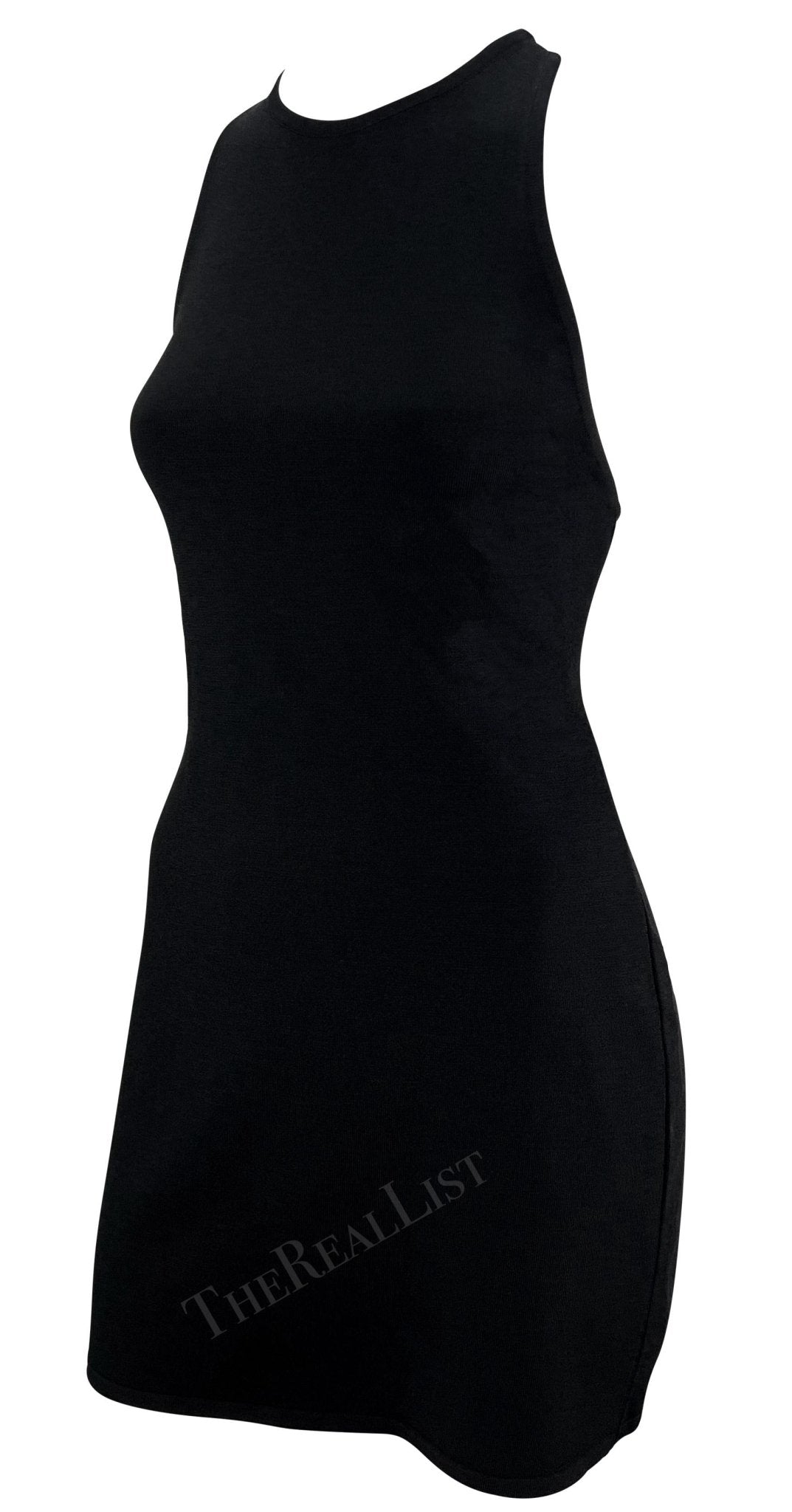 S/S 1998 Gucci by Tom Ford G Logo Buckle Racerback Knit Dress Black - RealList