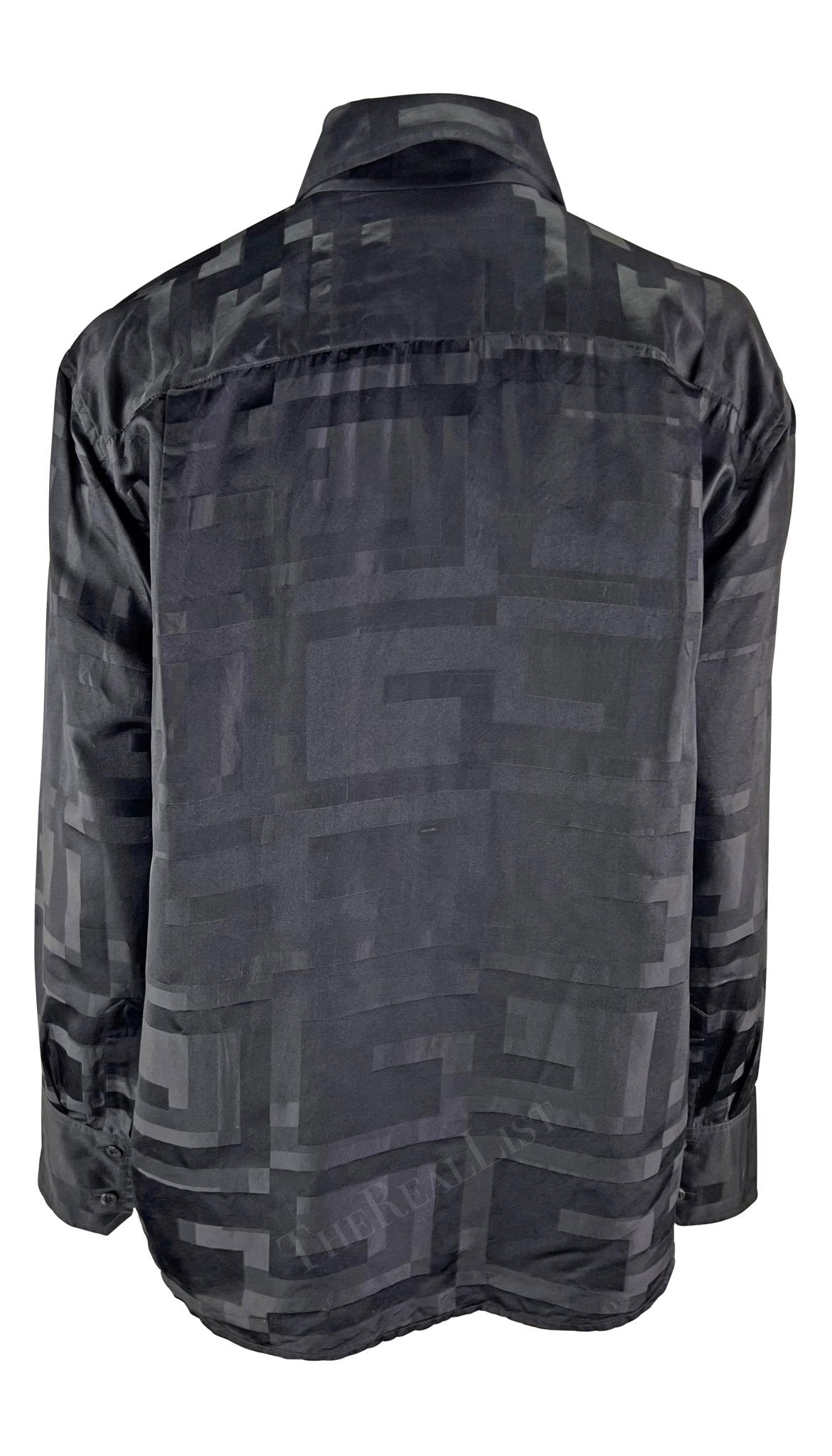 S/S 1998 Gucci by Tom Ford GG Monogram Black Cotton Silk Button Up Shirt - RealList