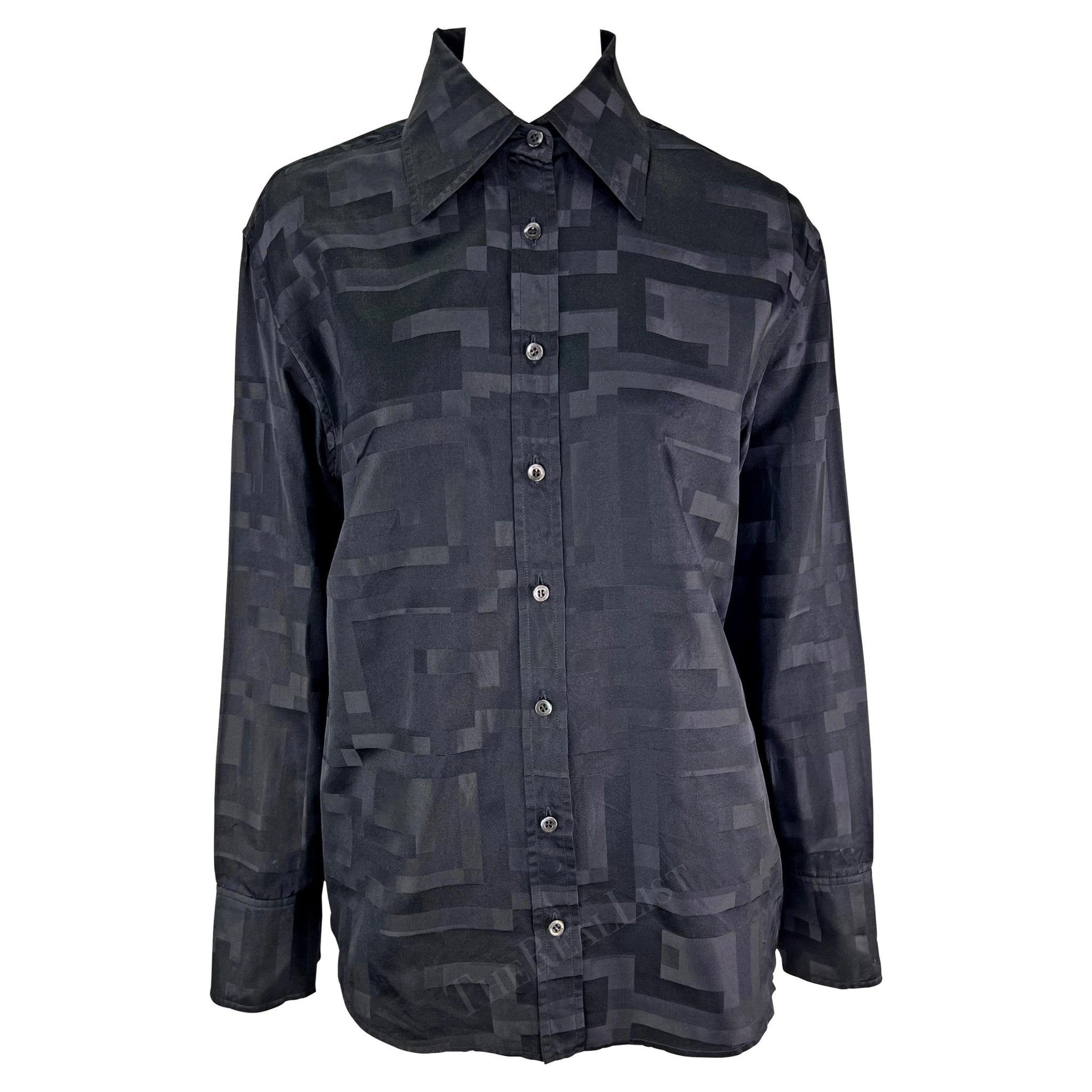 S/S 1998 Gucci by Tom Ford GG Monogram Black Cotton Silk Button Up Shirt - RealList