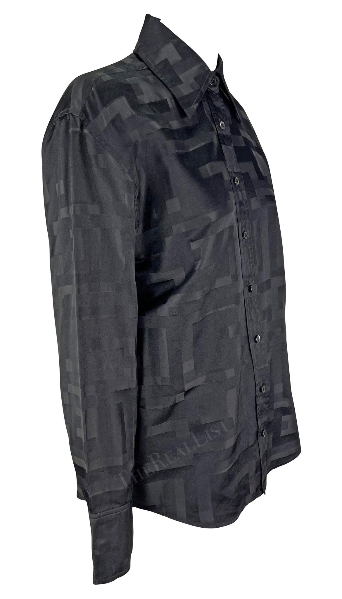 S/S 1998 Gucci by Tom Ford GG Monogram Black Cotton Silk Button Up Shirt - RealList