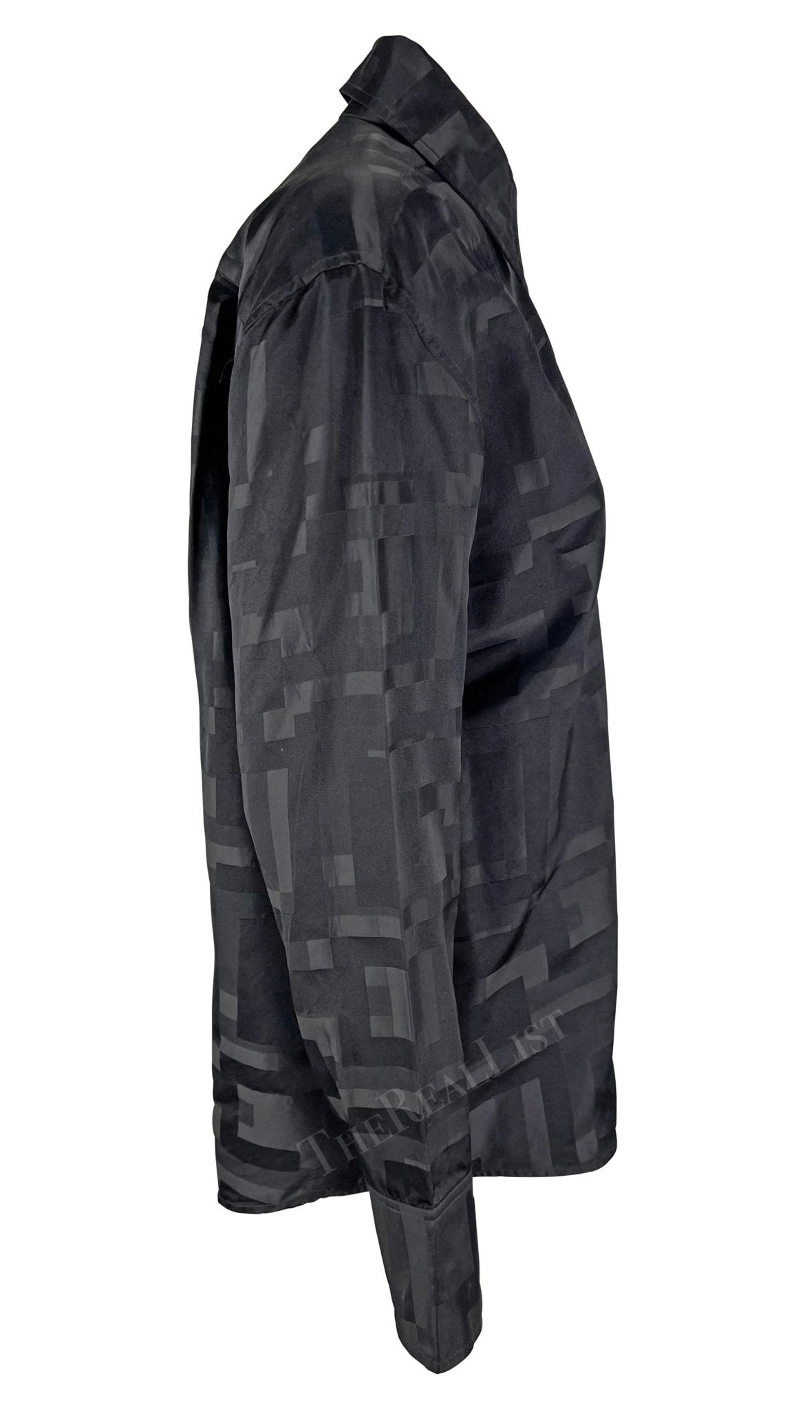 S/S 1998 Gucci by Tom Ford GG Monogram Black Cotton Silk Button Up Shirt - RealList