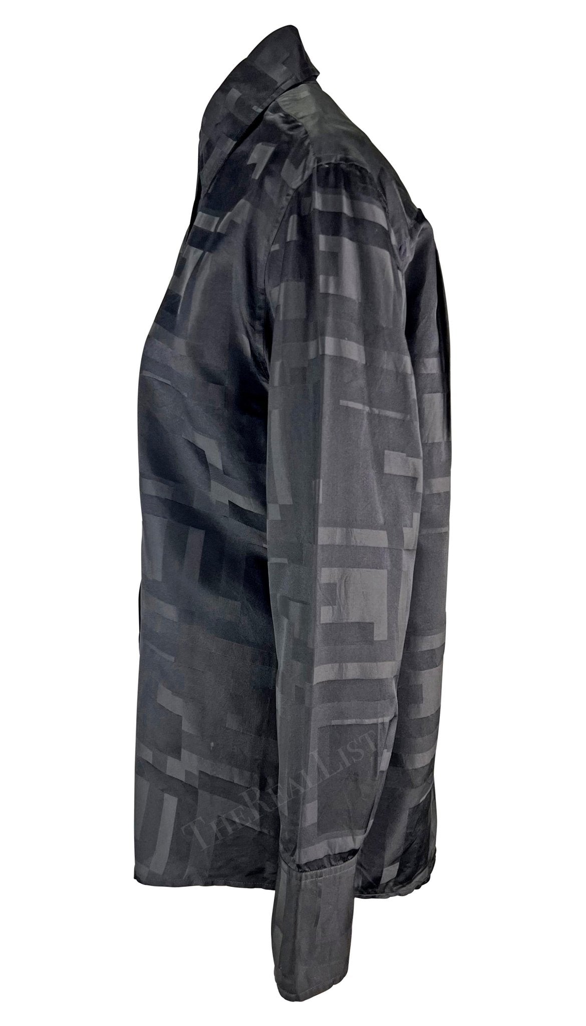 S/S 1998 Gucci by Tom Ford GG Monogram Black Cotton Silk Button Up Shirt - RealList