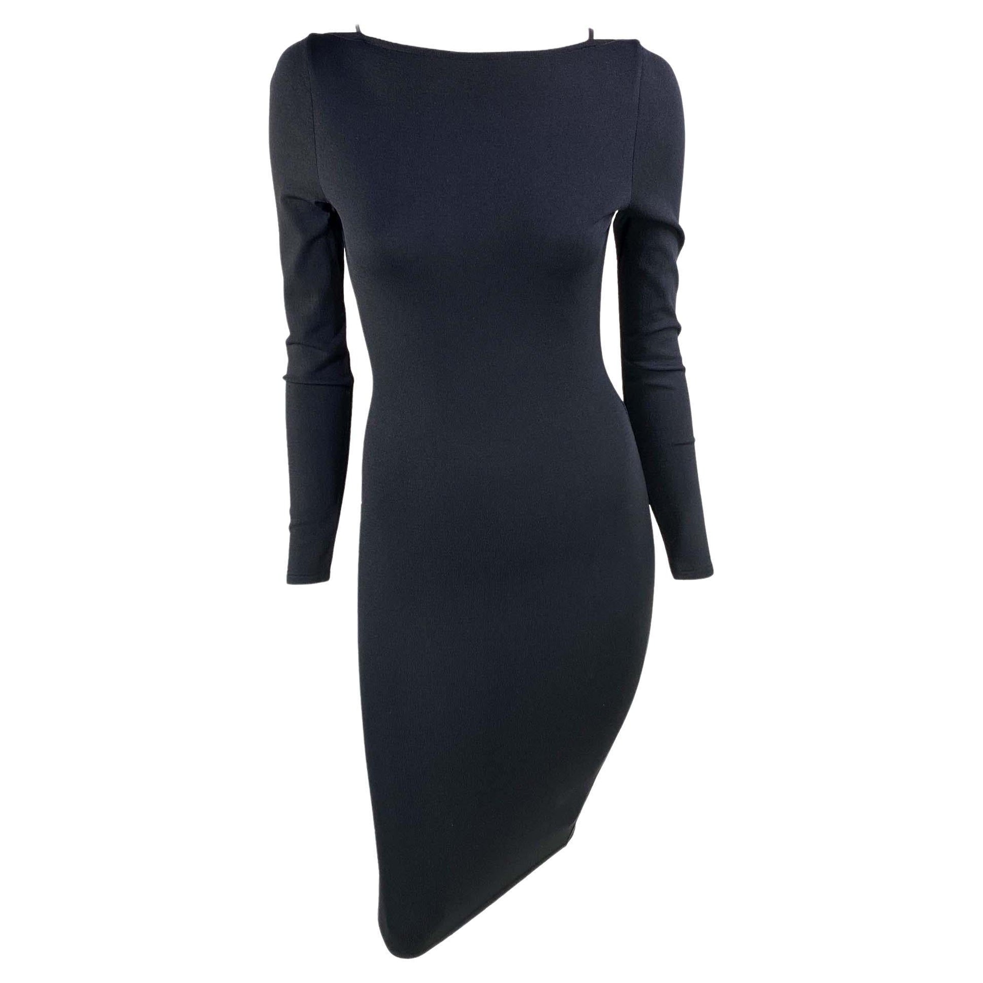 S/S 1998 Gucci by Tom Ford Leather Strap Black Knit Runway Dress - RealList