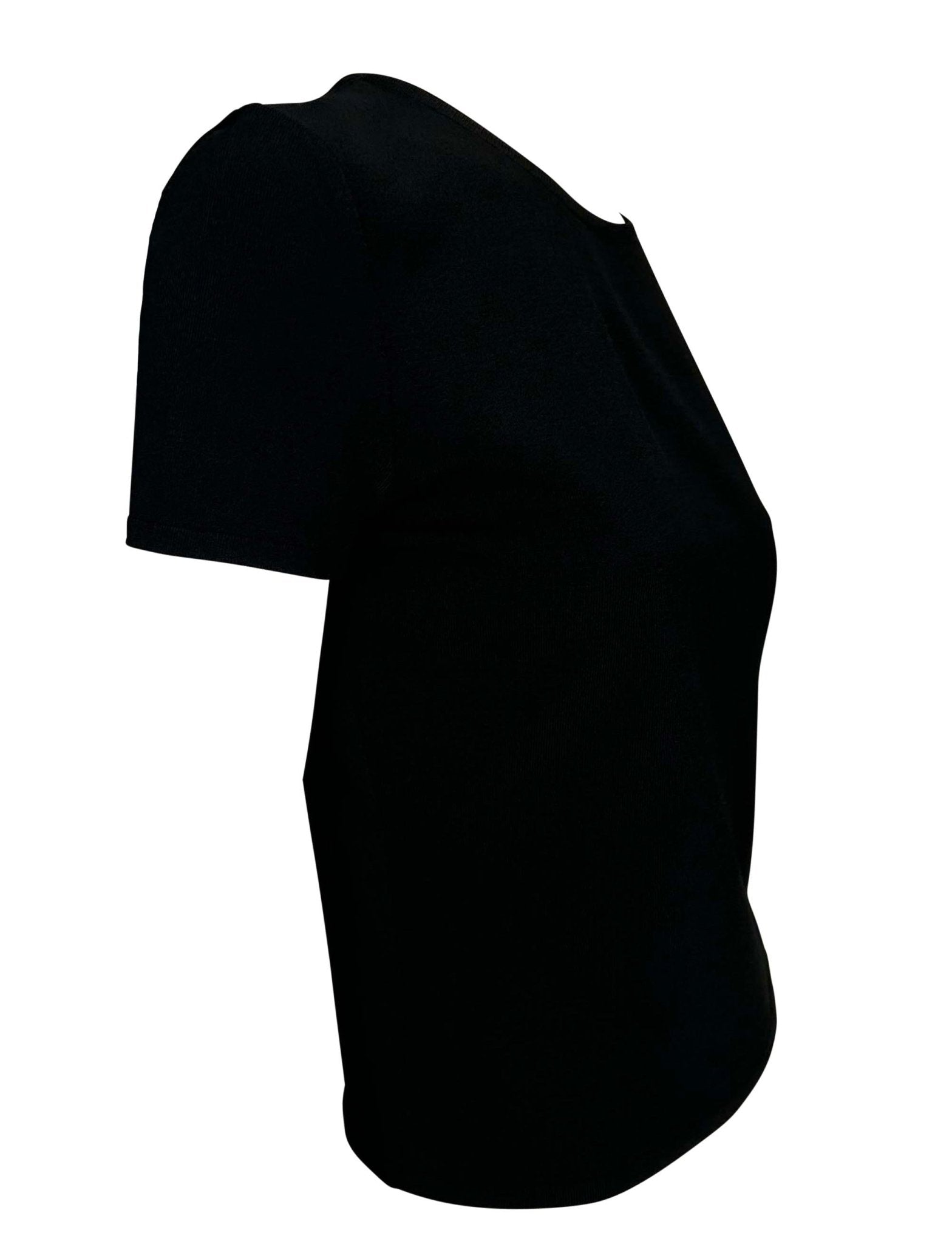 S/S 1998 Gucci by Tom Ford Metal Logo Buckle Stretch Knit T-Shirt Top Black - RealList