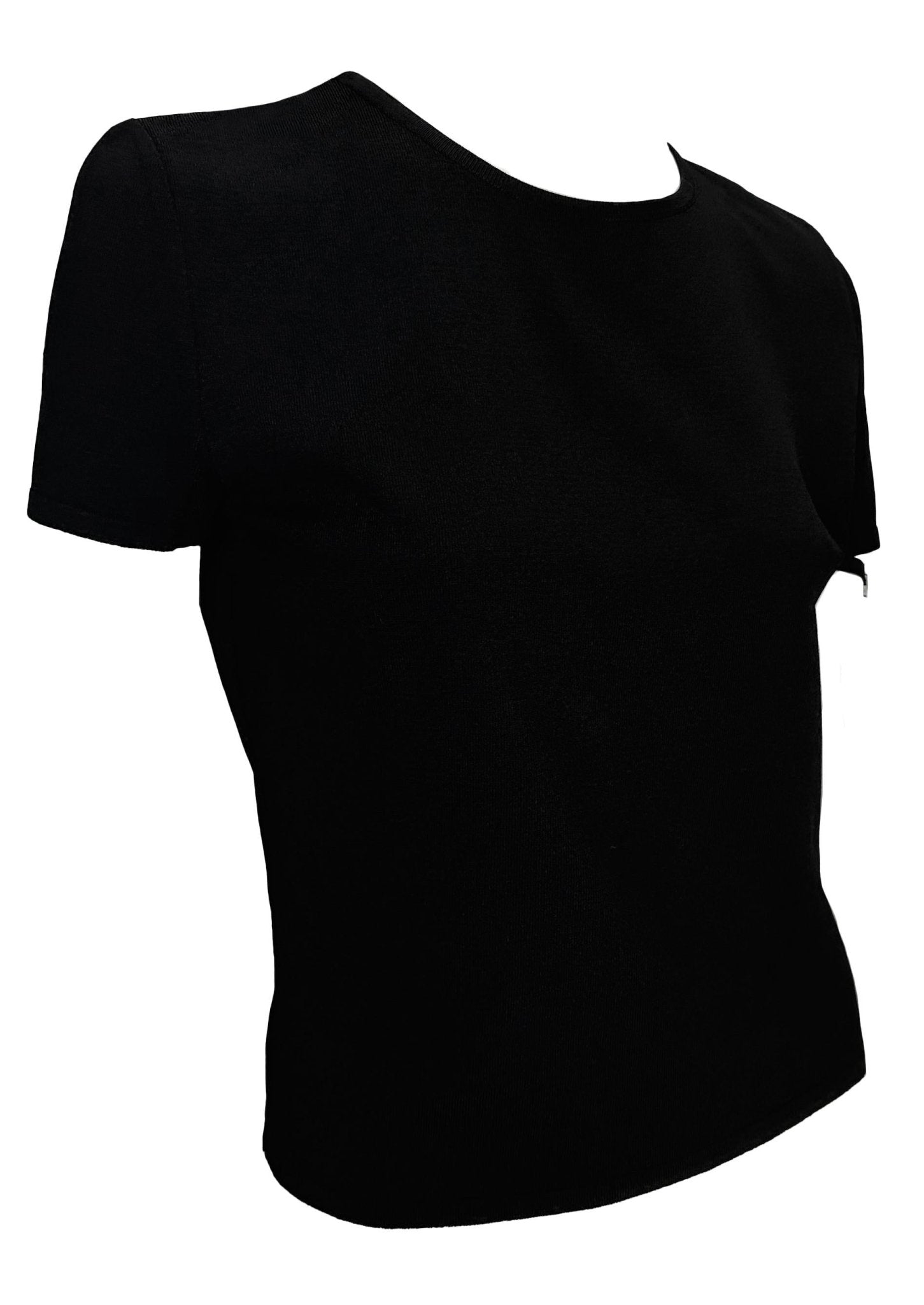 S/S 1998 Gucci by Tom Ford Metal Logo Buckle Stretch Knit T-Shirt Top Black - RealList