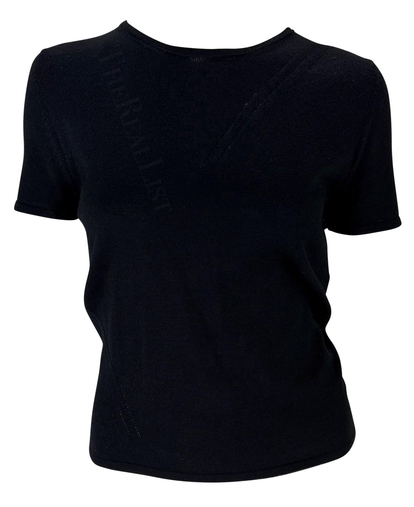 S/S 1998 Gucci by Tom Ford Open Back Black Stretch Knit Short - Sleeve Shirt - RealList