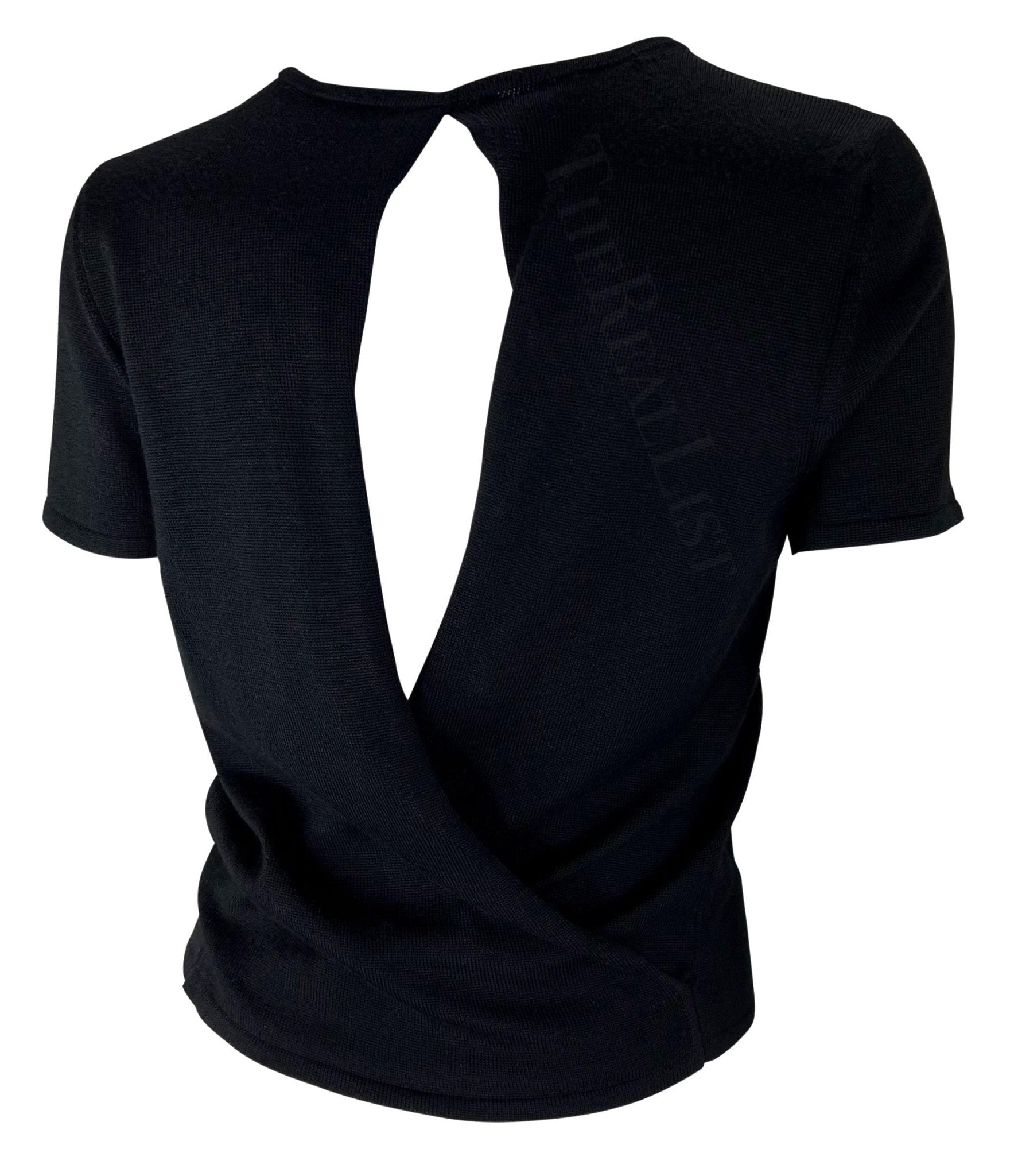 S/S 1998 Gucci by Tom Ford Open Back Black Stretch Knit Short - Sleeve Shirt - RealList