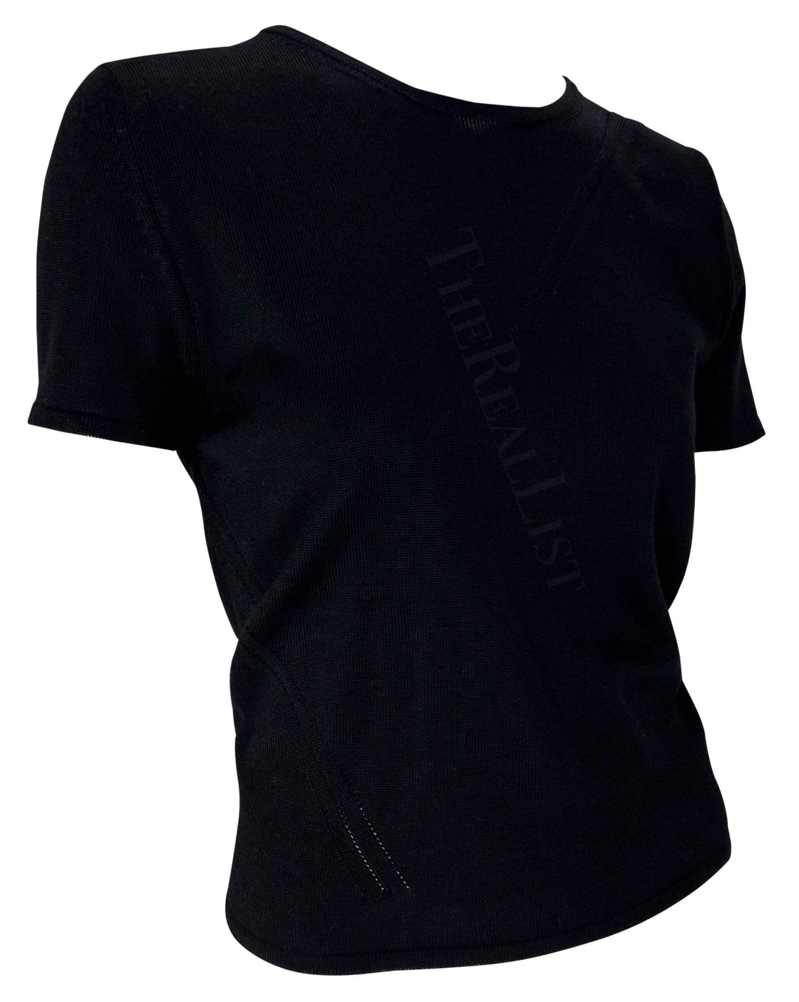 S/S 1998 Gucci by Tom Ford Open Back Black Stretch Knit Short - Sleeve Shirt - RealList