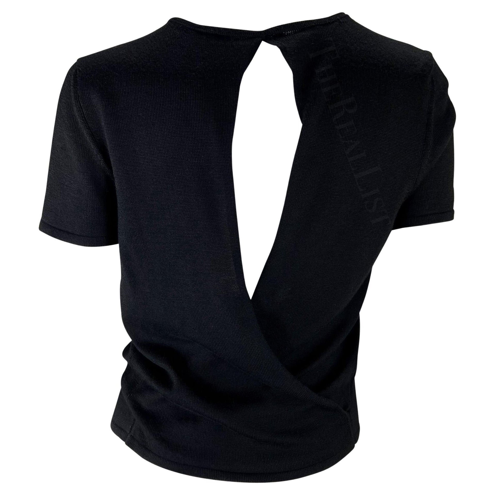 S/S 1998 Gucci by Tom Ford Open Back Black Stretch Knit Short - Sleeve Shirt - RealList