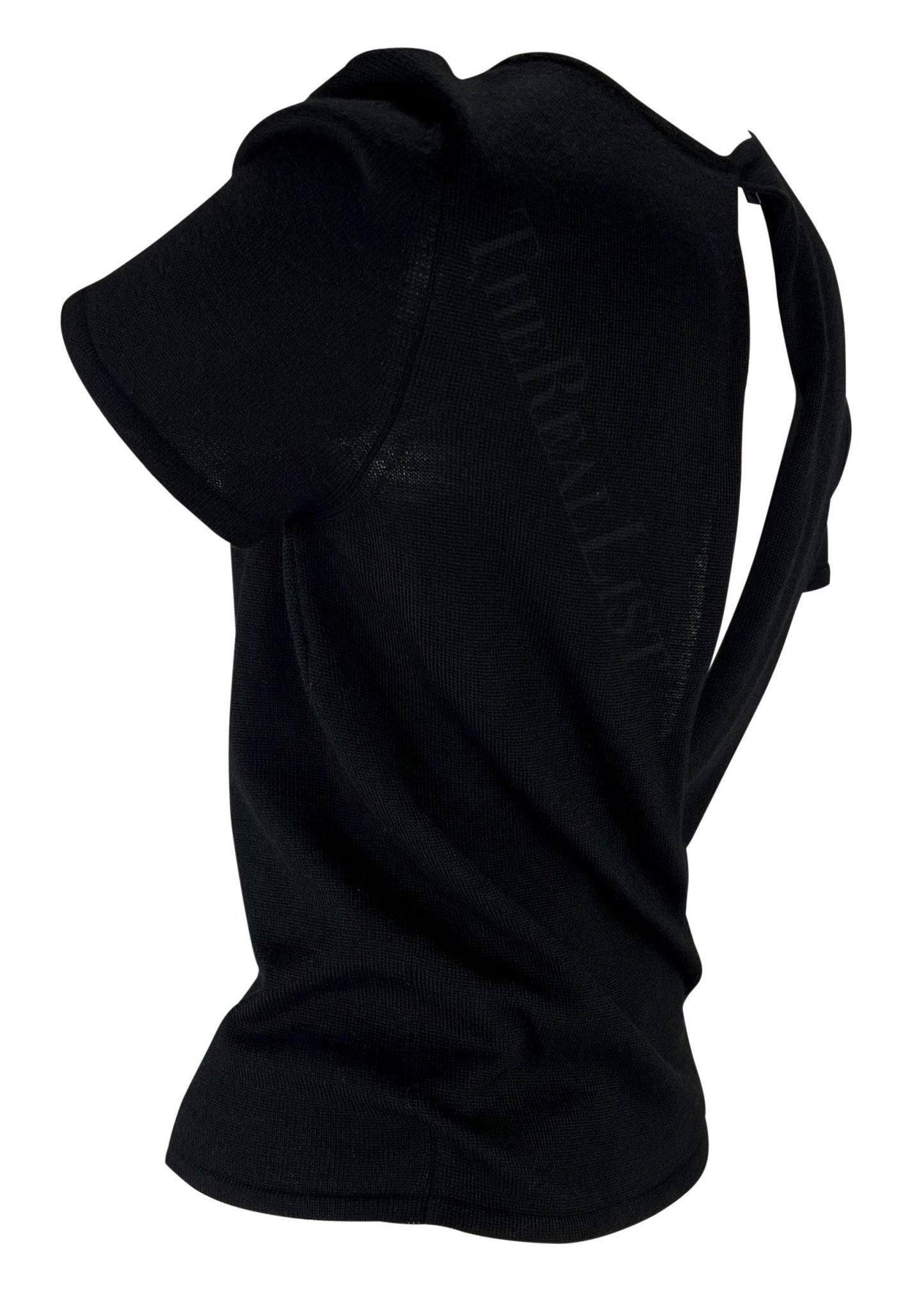 S/S 1998 Gucci by Tom Ford Open Back Black Stretch Knit Short - Sleeve Shirt - RealList