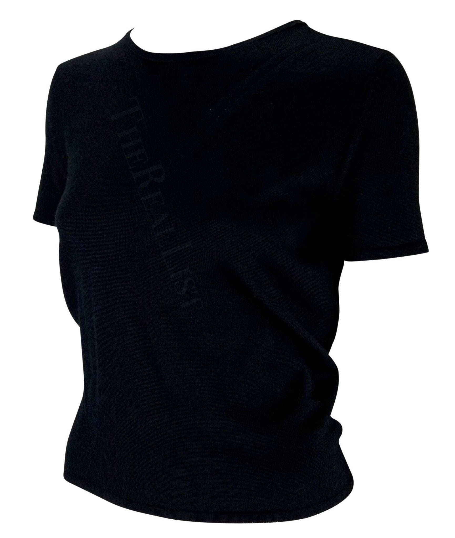 S/S 1998 Gucci by Tom Ford Open Back Black Stretch Knit Short - Sleeve Shirt - RealList