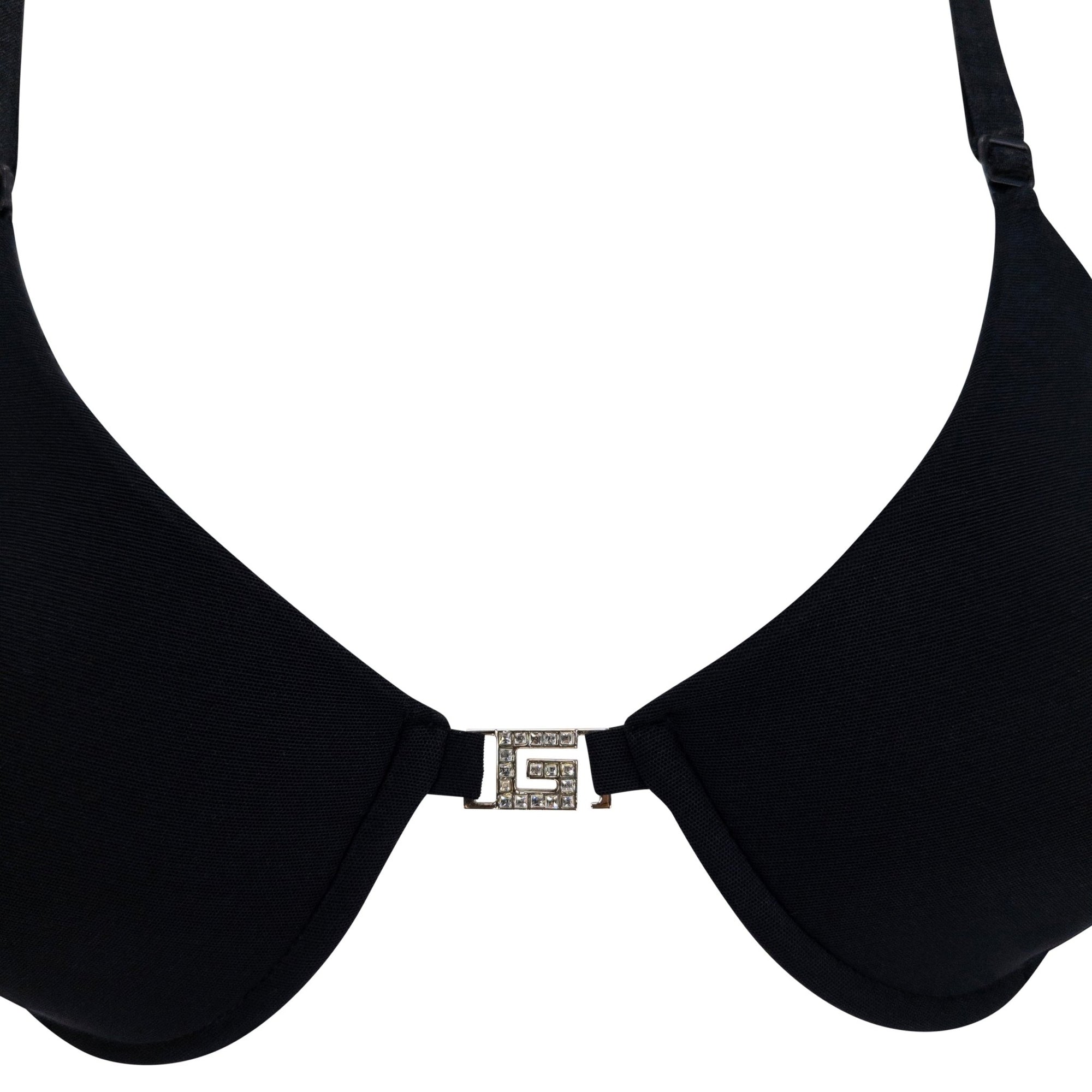 S/S 1998 Gucci by Tom Ford Rhinestone G Buckle Black Bra - RealList