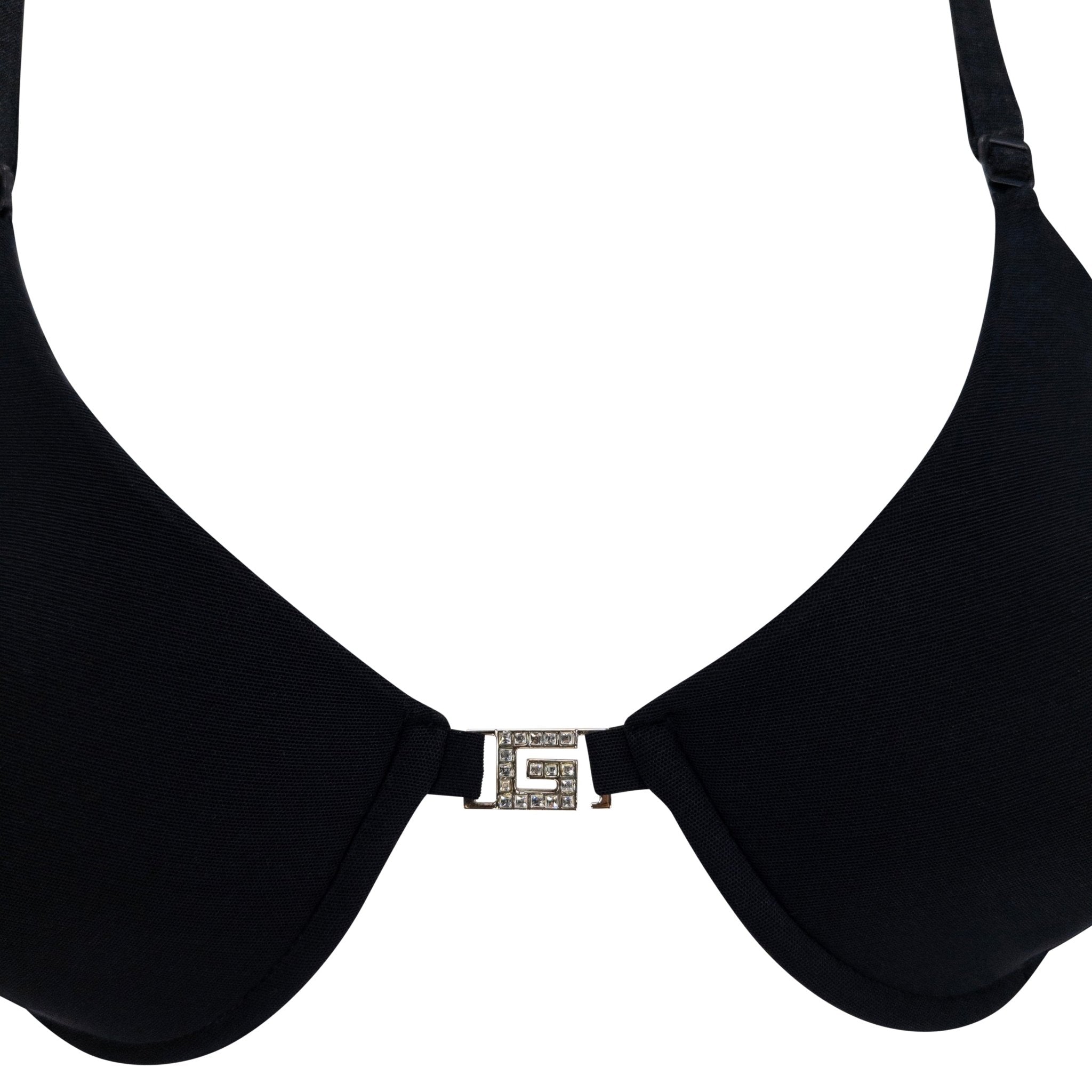 S/S 1998 Gucci by Tom Ford Rhinestone G Buckle Black Bra - RealList