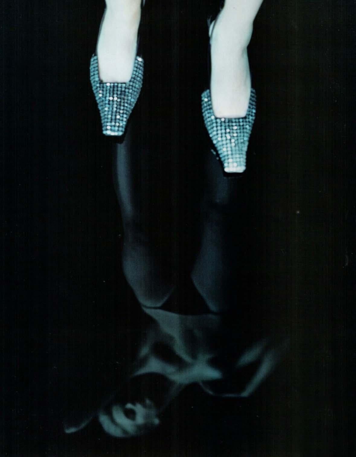 S/S 1998 Gucci by Tom Ford Runway Ad Square Rhinestone G Logo Kitten Heels 8 1/2 - RealList