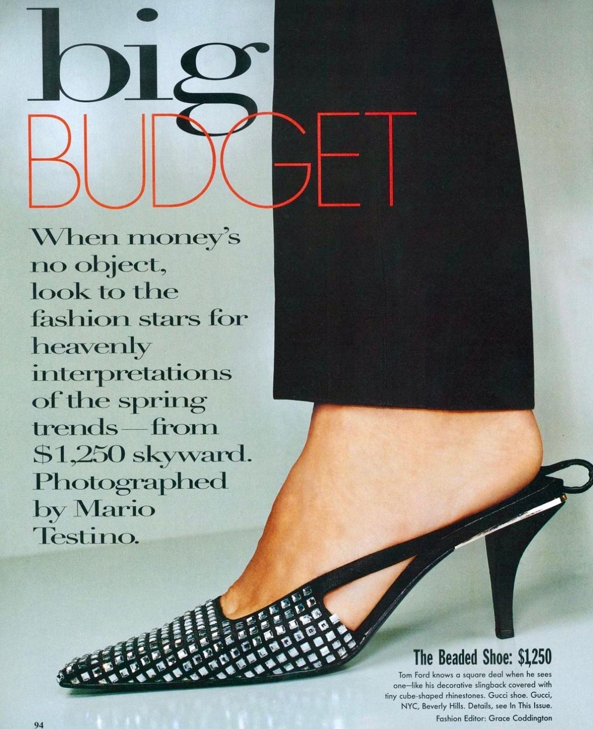 S/S 1998 Gucci by Tom Ford Runway Ad Square Rhinestone G Logo Kitten Heels 8 1/2 - RealList