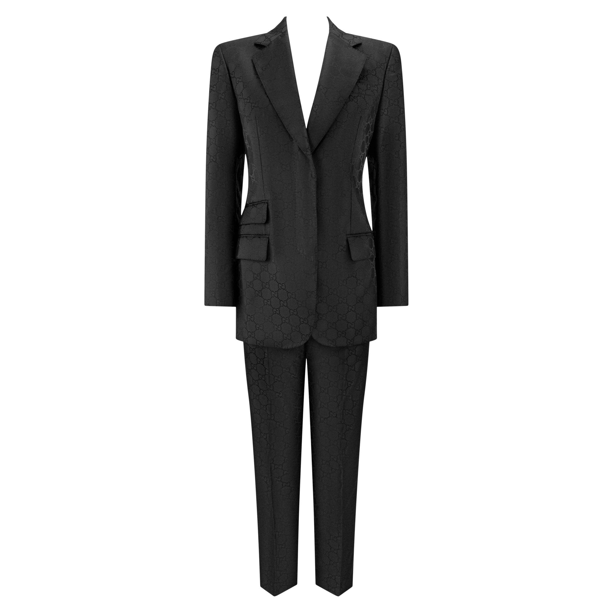 S/S 1998 Gucci by Tom Ford Runway Black GG Monogram Pantsuit - RealList