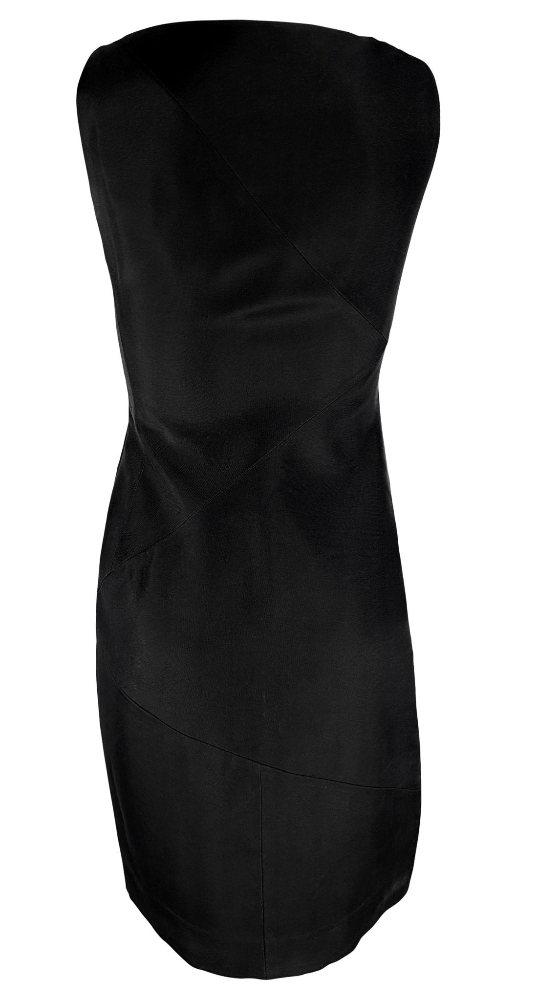 S/S 1998 Gucci by Tom Ford Runway Black Sleeveless Panel Bateau Pencil Dress - RealList