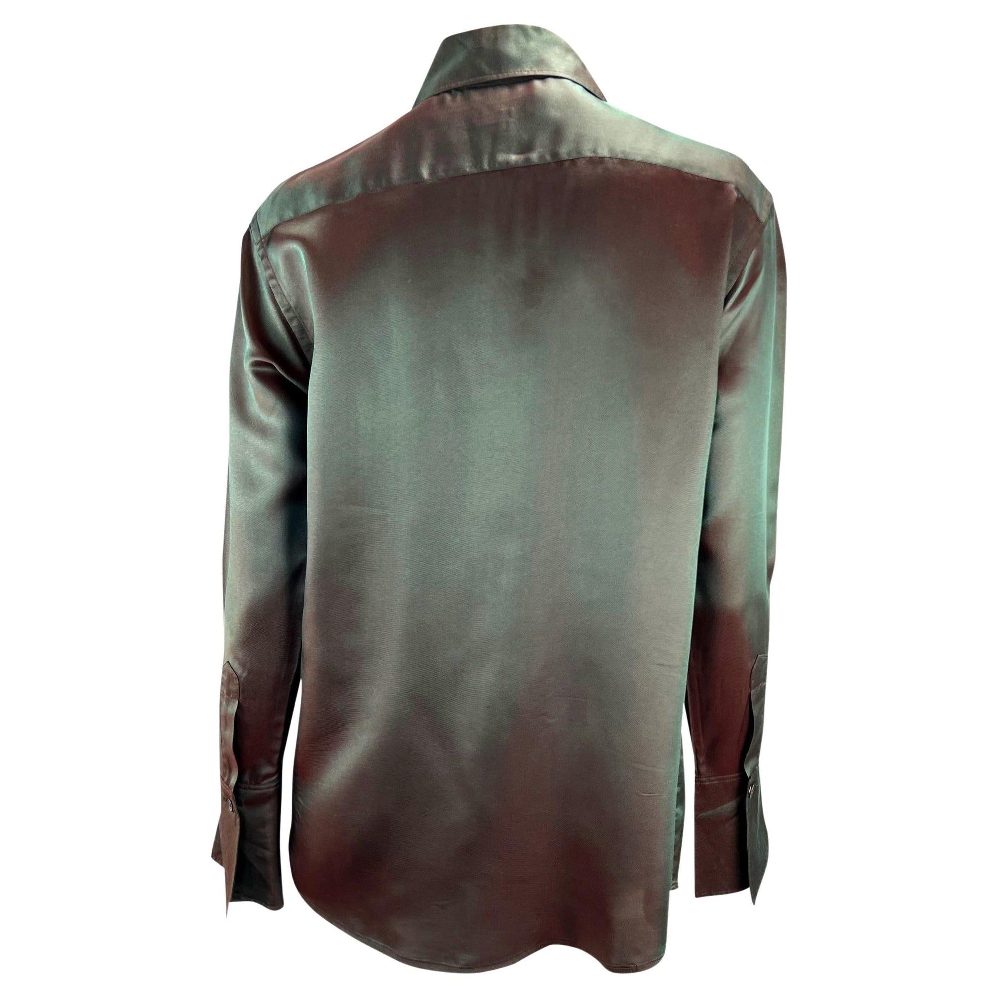 S/S 1998 Gucci by Tom Ford Runway Grey Red Iridescent Button Up Top - RealList