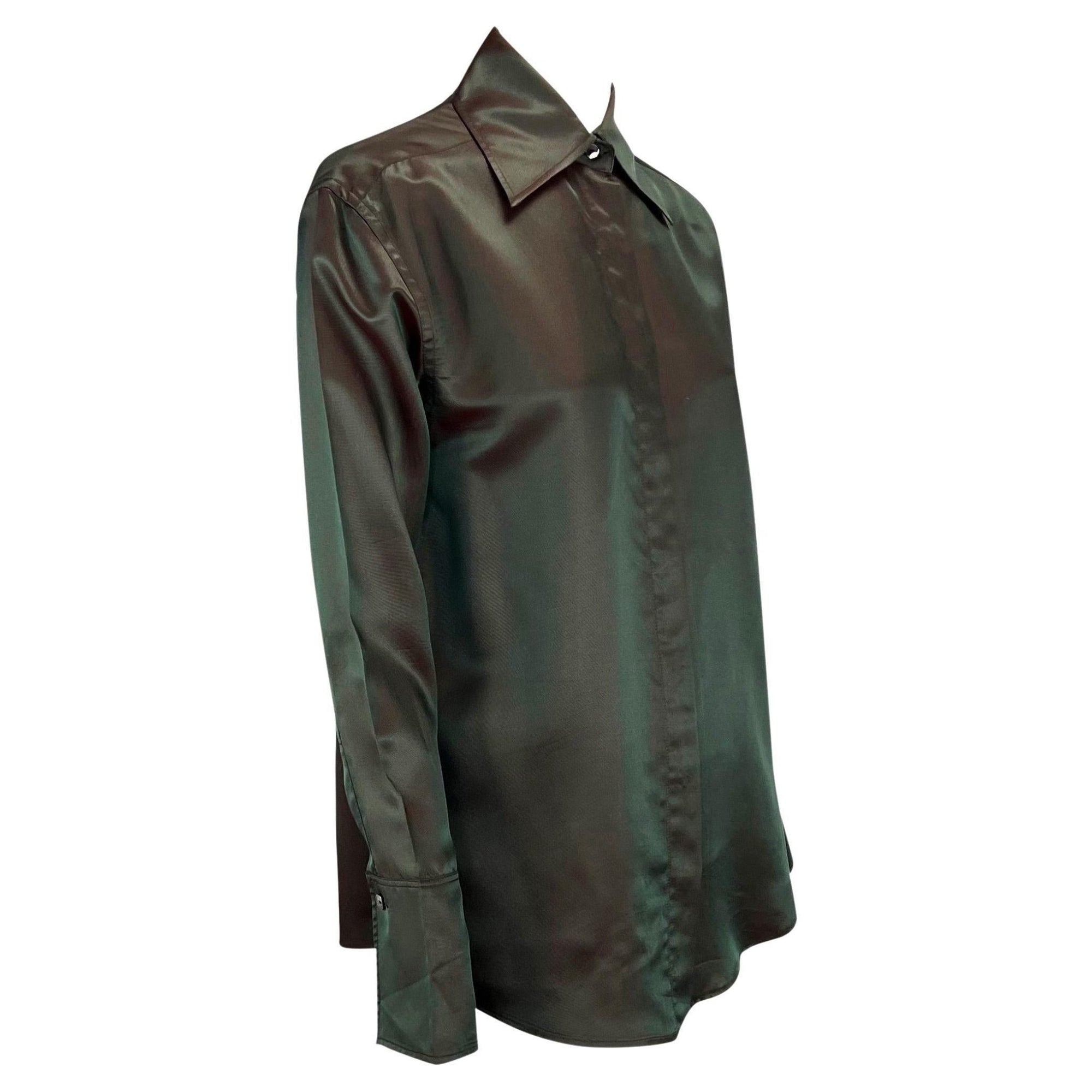 S/S 1998 Gucci by Tom Ford Runway Grey Red Iridescent Button Up Top - RealList
