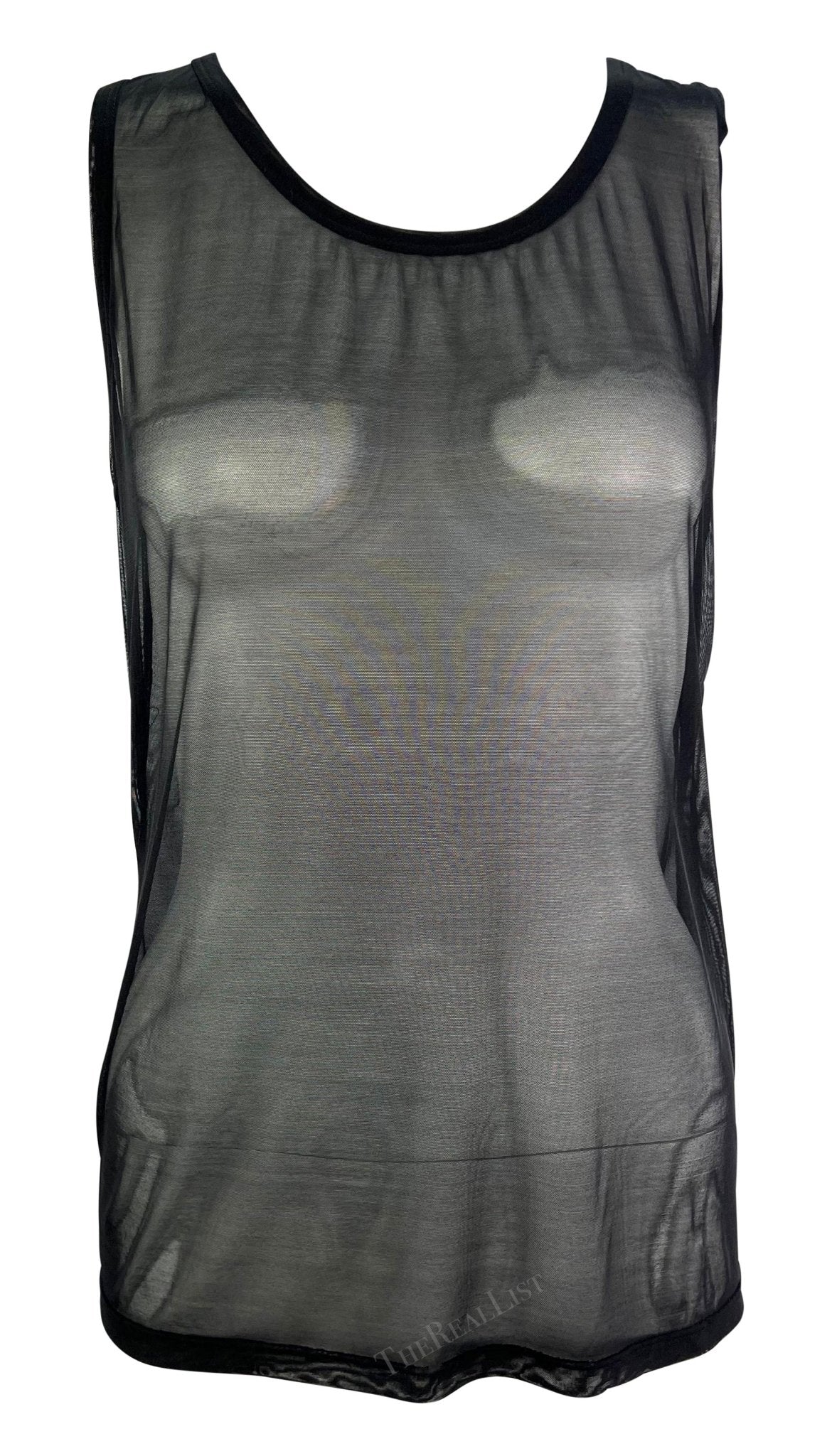 S/S 1998 Gucci by Tom Ford Runway Sheer Black Mesh Bodycon Tank Top - RealList