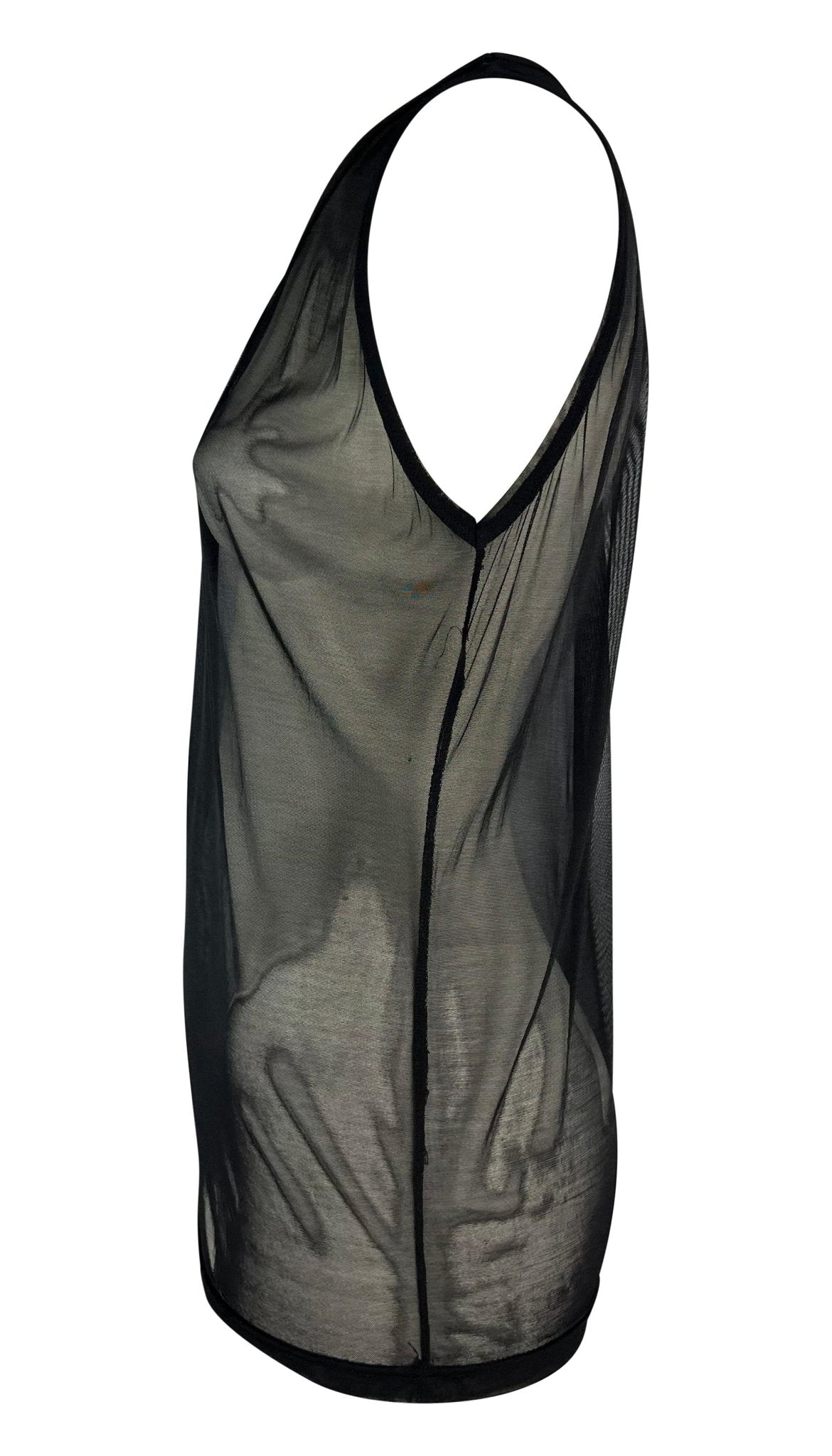 S/S 1998 Gucci by Tom Ford Runway Sheer Black Mesh Bodycon Tank Top - RealList