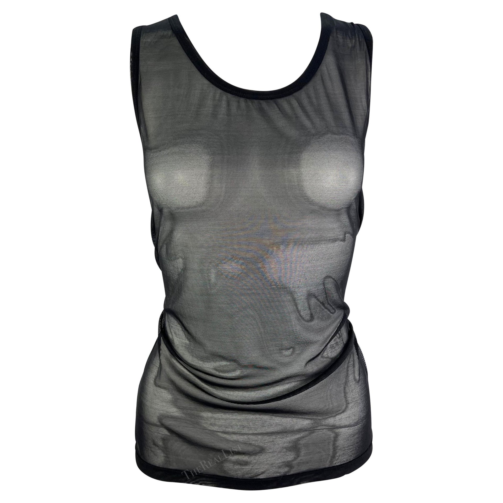 S/S 1998 Gucci by Tom Ford Runway Sheer Black Mesh Bodycon Tank Top - RealList