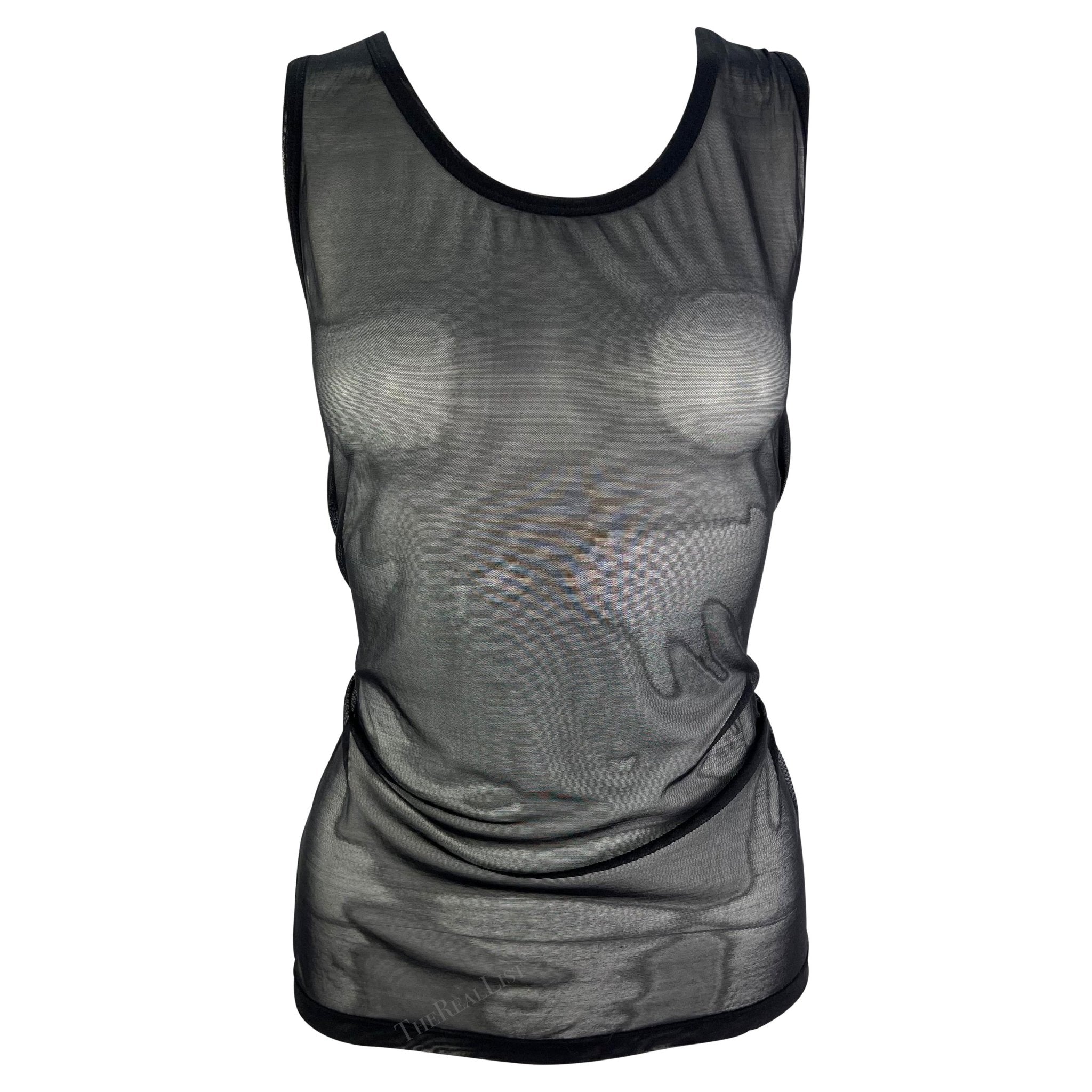 S/S 1998 Gucci by Tom Ford Runway Sheer Black Mesh Bodycon Tank Top - RealList