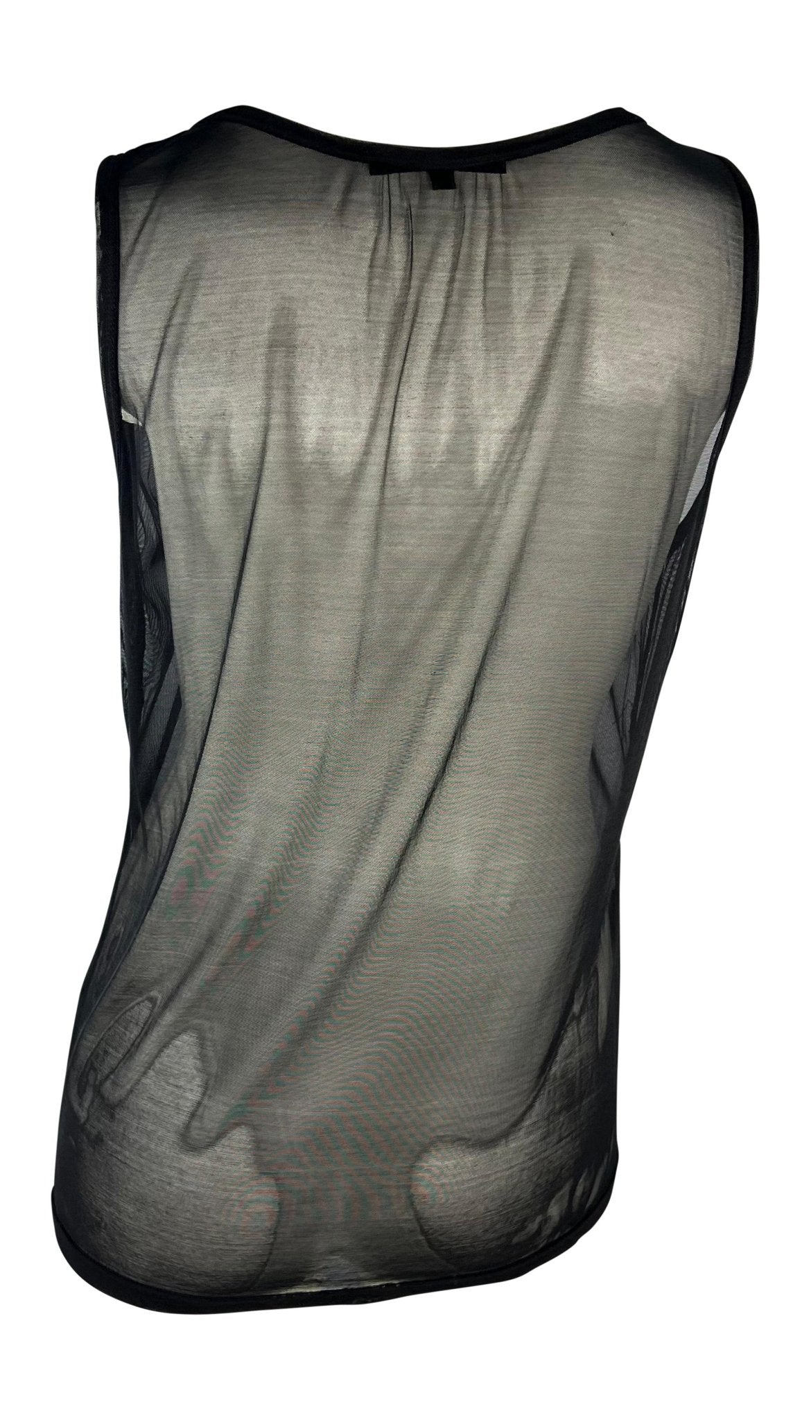 S/S 1998 Gucci by Tom Ford Runway Sheer Black Mesh Bodycon Tank Top - RealList