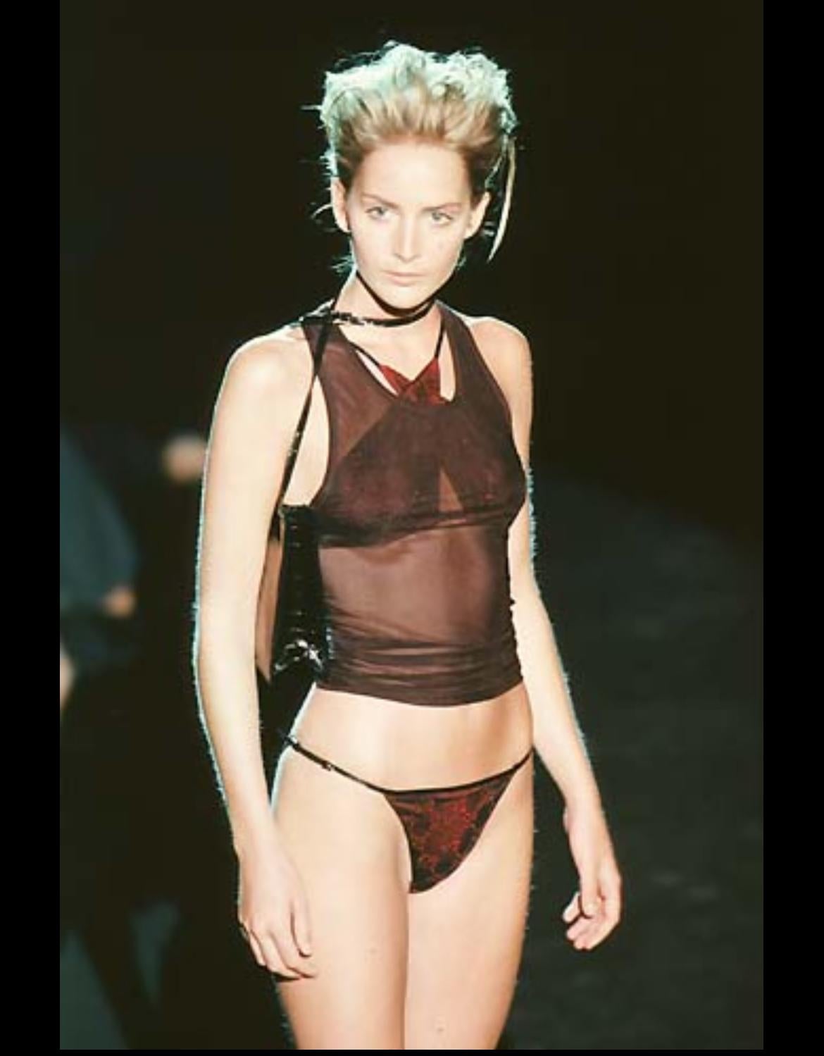 S/S 1998 Gucci by Tom Ford Runway Sheer Black Mesh Bodycon Tank Top - RealList