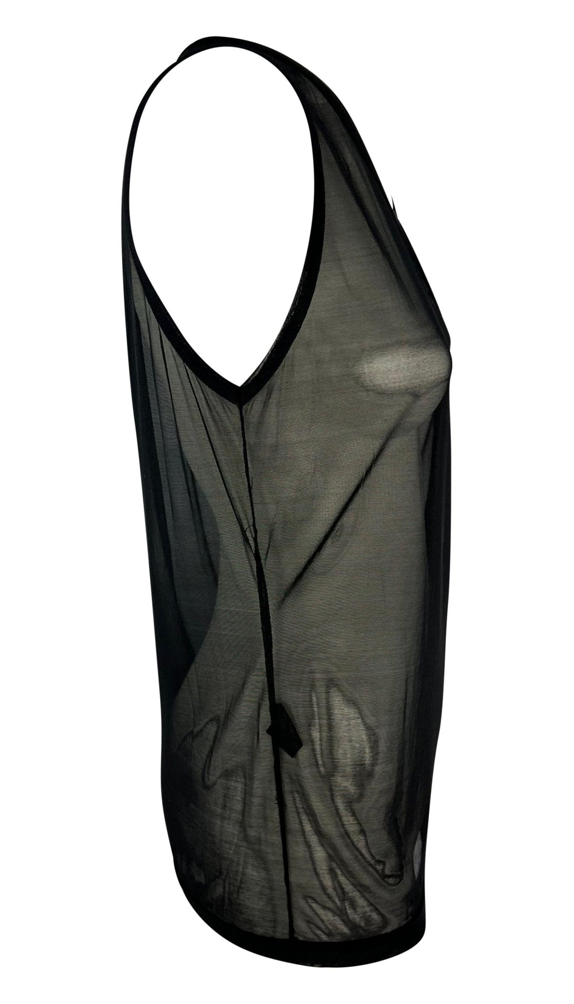 S/S 1998 Gucci by Tom Ford Runway Sheer Black Mesh Bodycon Tank Top - RealList