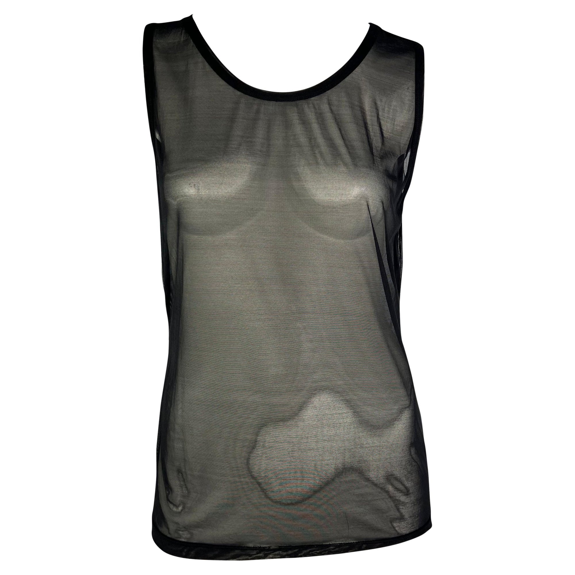 S/S 1998 Gucci by Tom Ford Runway Sheer Black Mesh Bodycon Tank Top - RealList