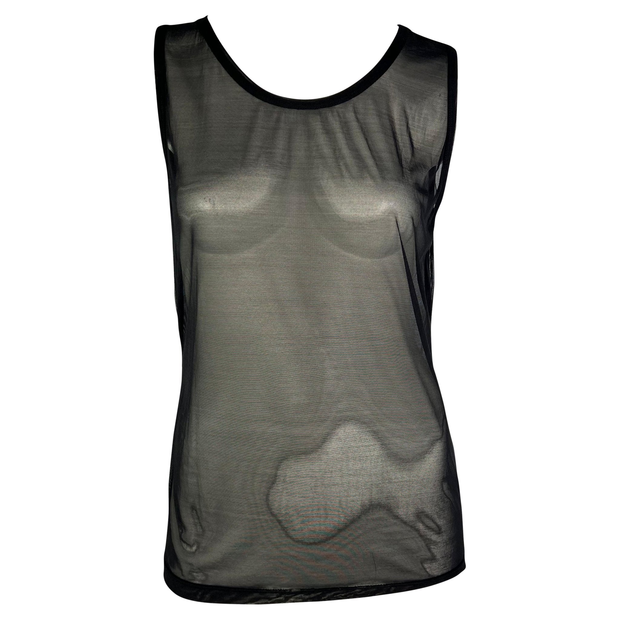 S/S 1998 Gucci by Tom Ford Runway Sheer Black Mesh Bodycon Tank Top - RealList