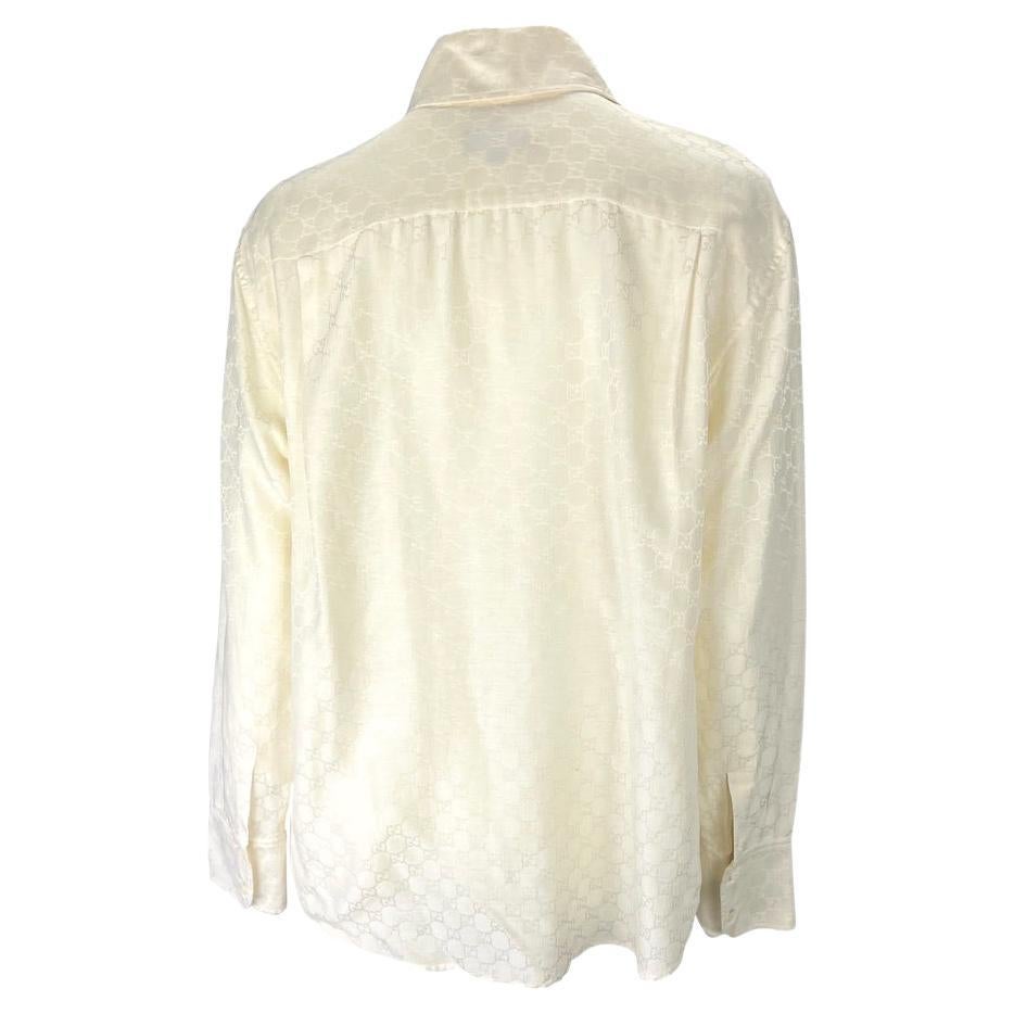 S/S 1998 Gucci by Tom Ford White 'GG' Monogram Button Down Collar Shirt - RealList