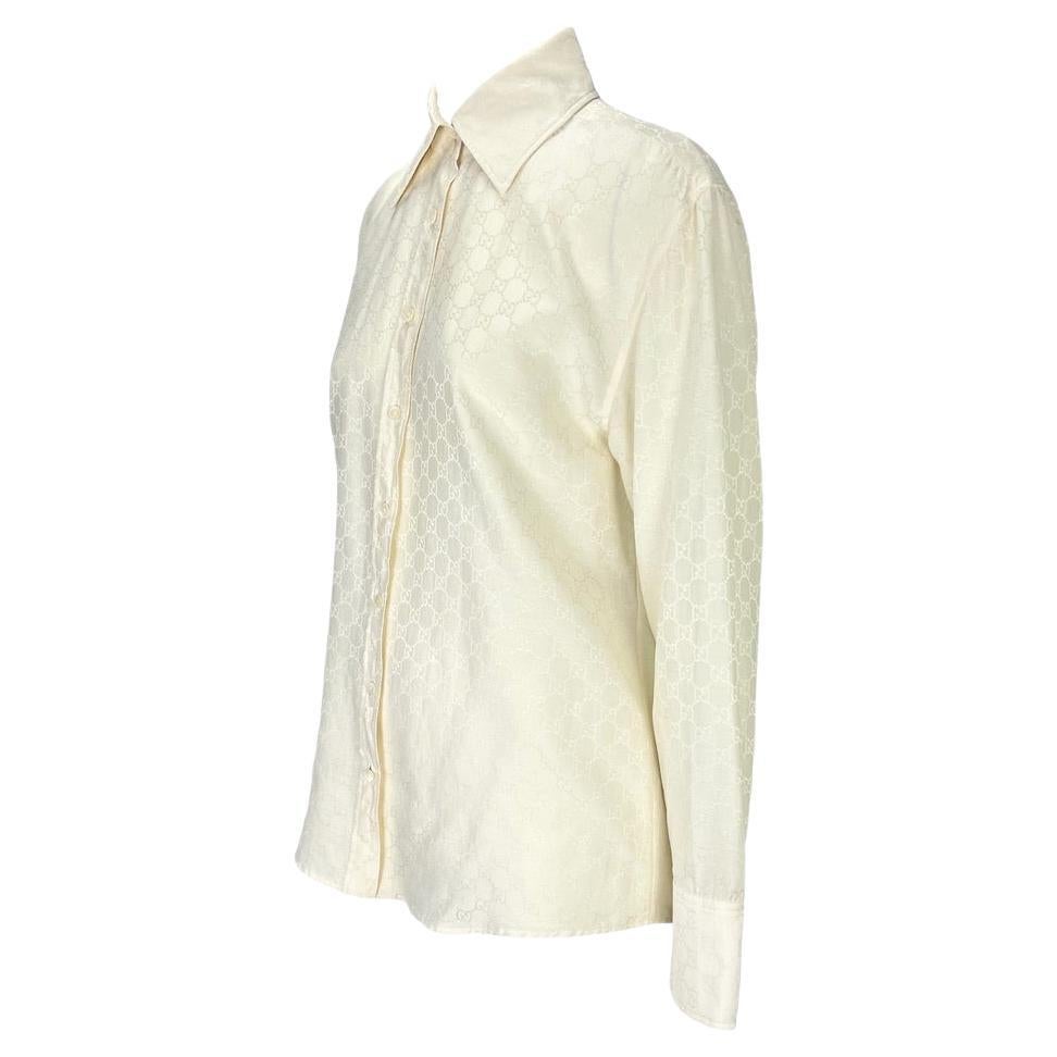 S/S 1998 Gucci by Tom Ford White 'GG' Monogram Button Down Collar Shirt - RealList