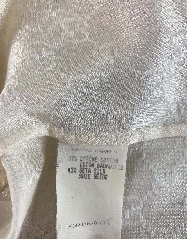S/S 1998 Gucci by Tom Ford White 'GG' Monogram Button Down Collar Shirt - RealList