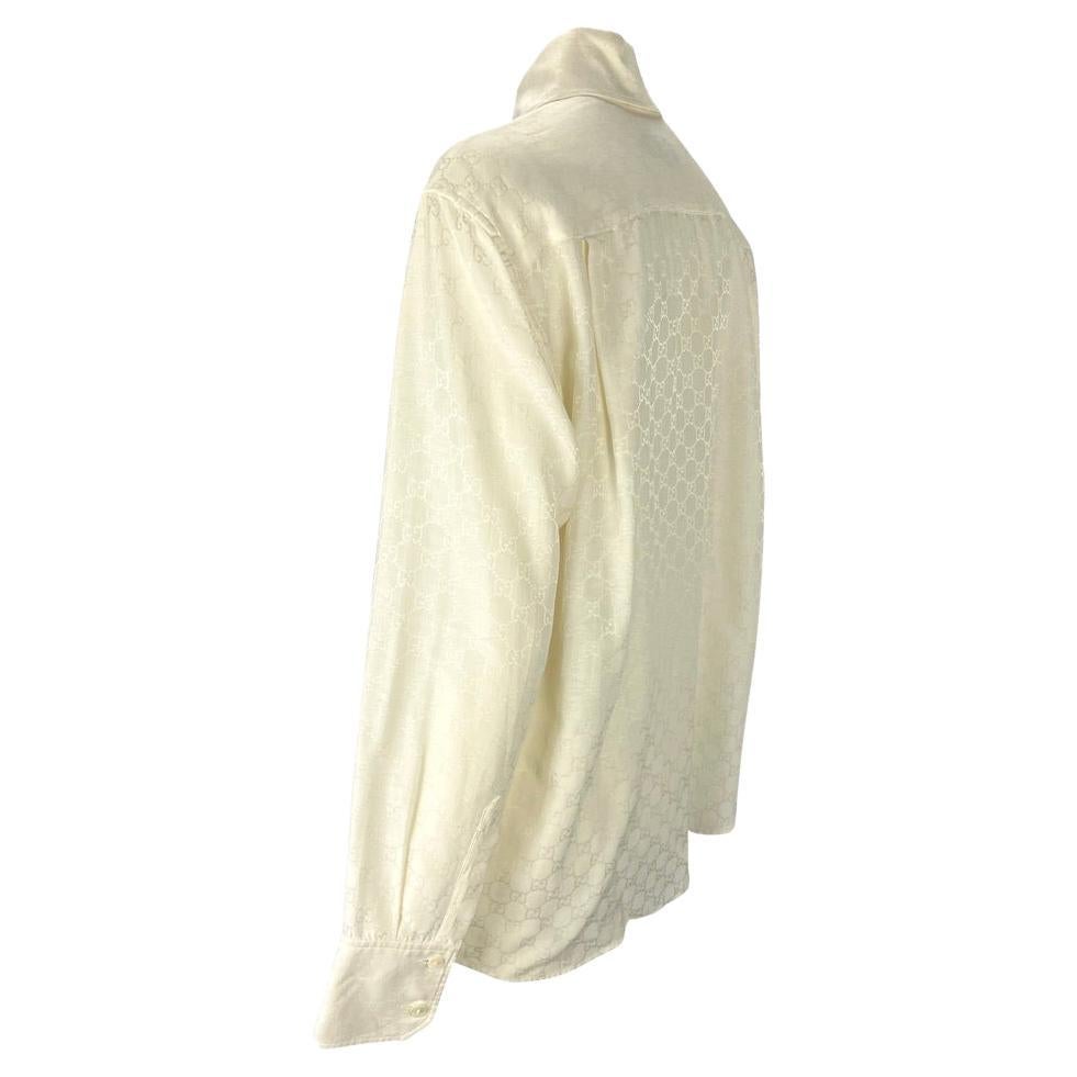 S/S 1998 Gucci by Tom Ford White 'GG' Monogram Button Down Collar Shirt - RealList