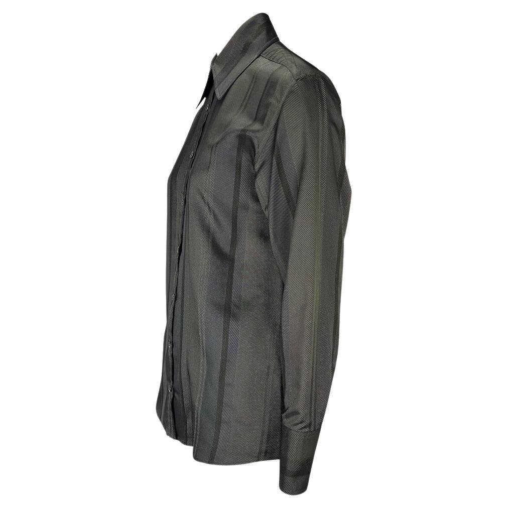 S/S 1998 Gucci by Tom Ford Woven Striped Collared Button Down Shirt - RealList