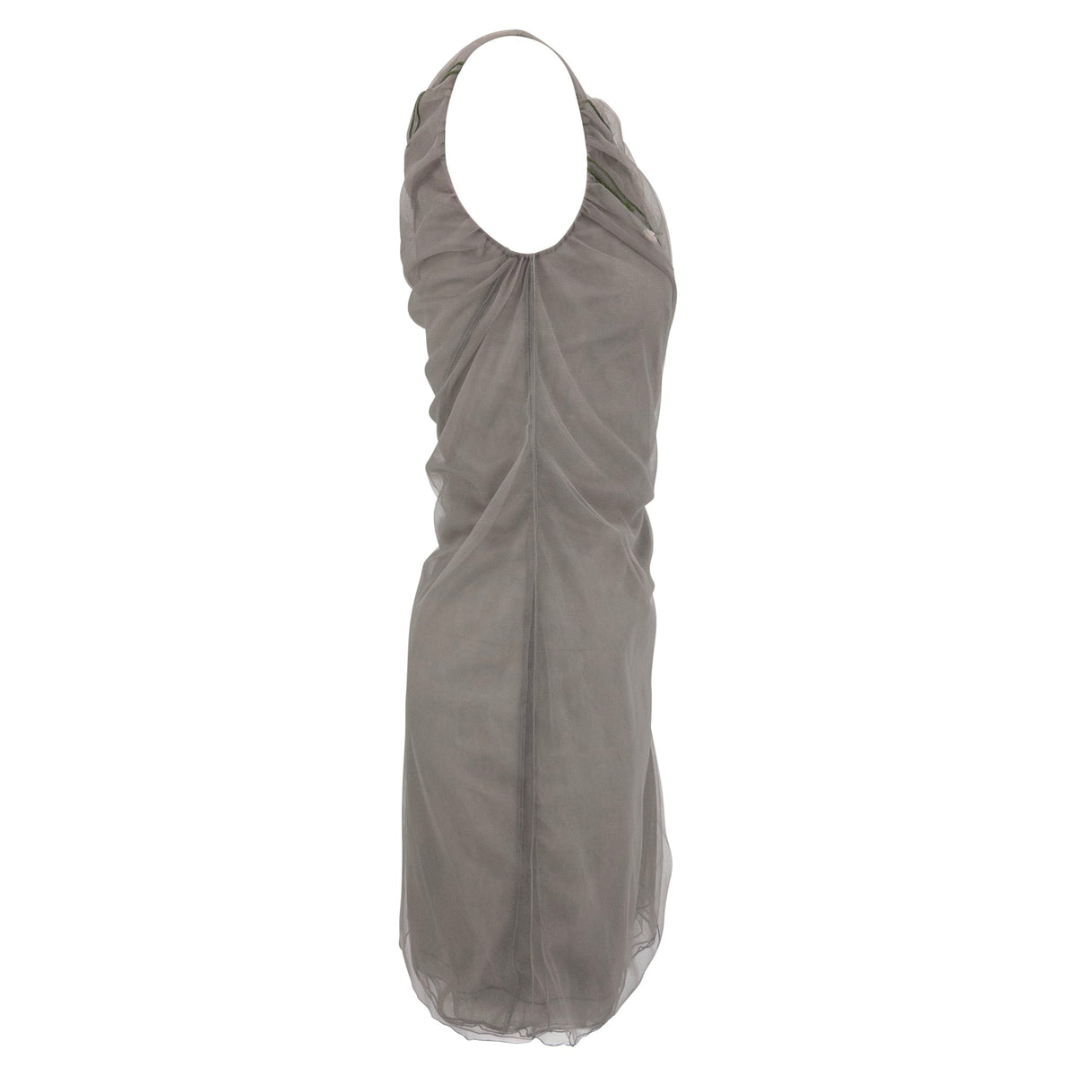 S/S 1998 Guy Laroche by Alber Elbaz Sheer Grey Tulle Floral Embroidered Dress - RealList