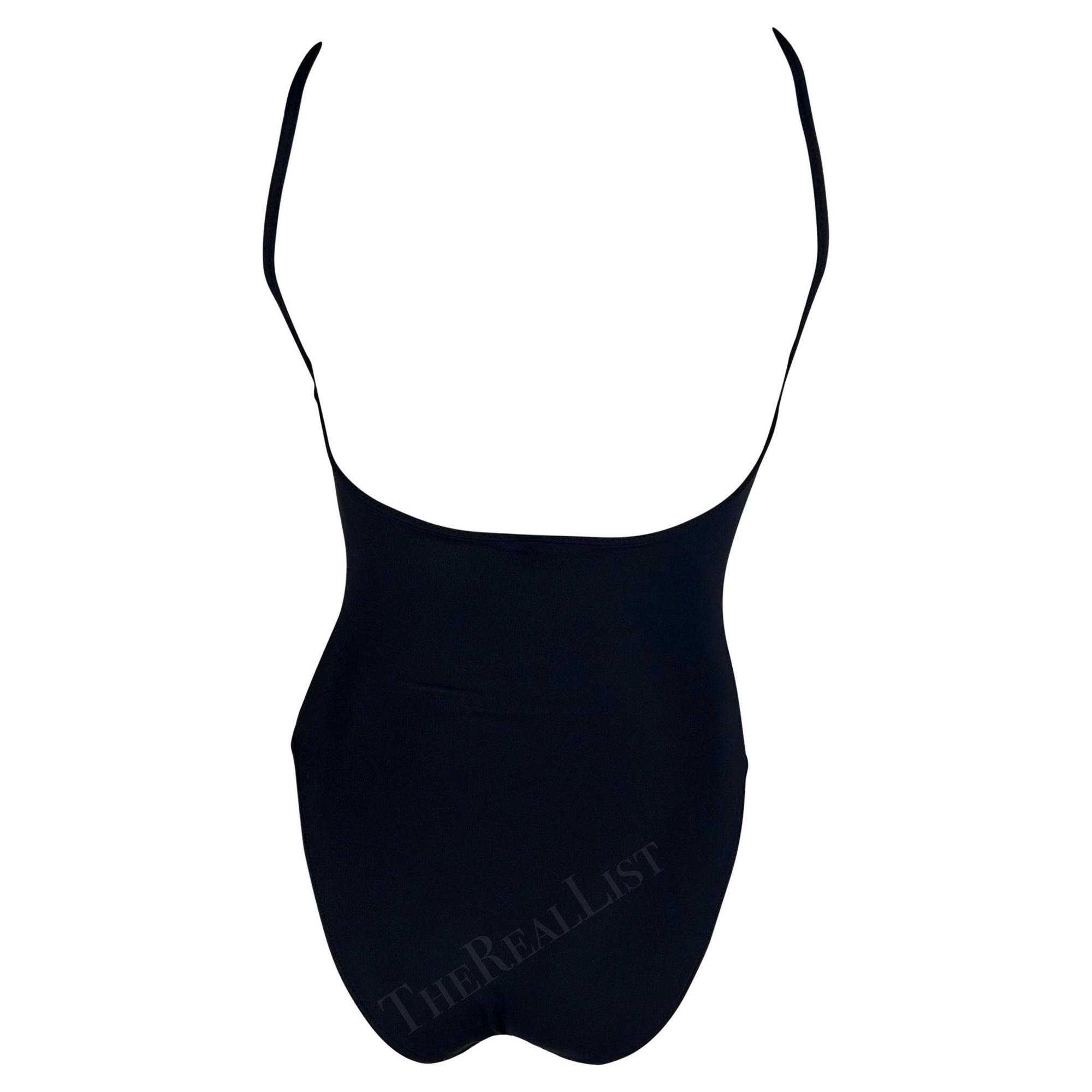 S/S 1998 Hervé Léger Black One Piece Body Suit Swimsuit Bodysuit - RealList