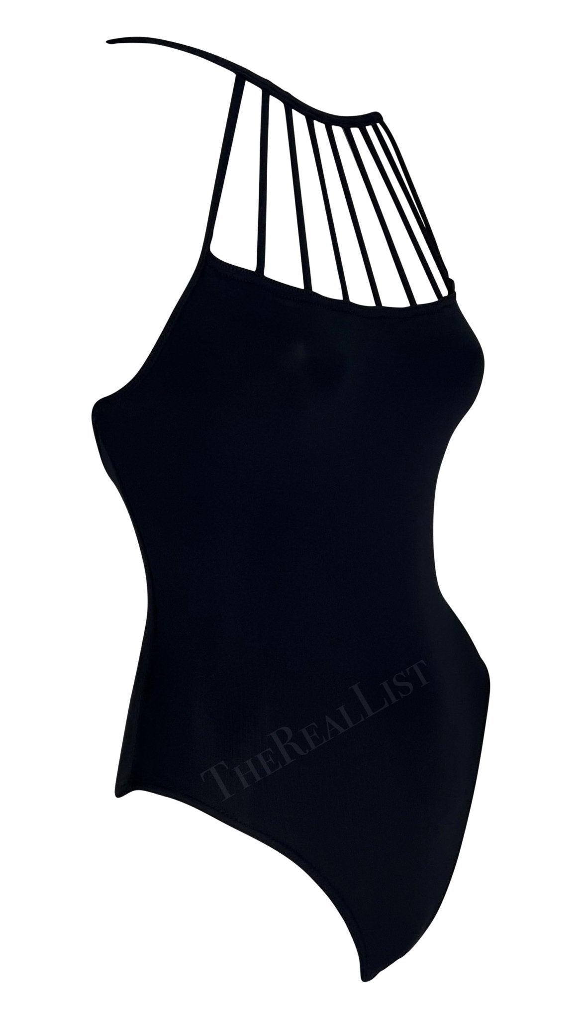 S/S 1998 Hervé Léger Black One Piece Body Suit Swimsuit Bodysuit - RealList