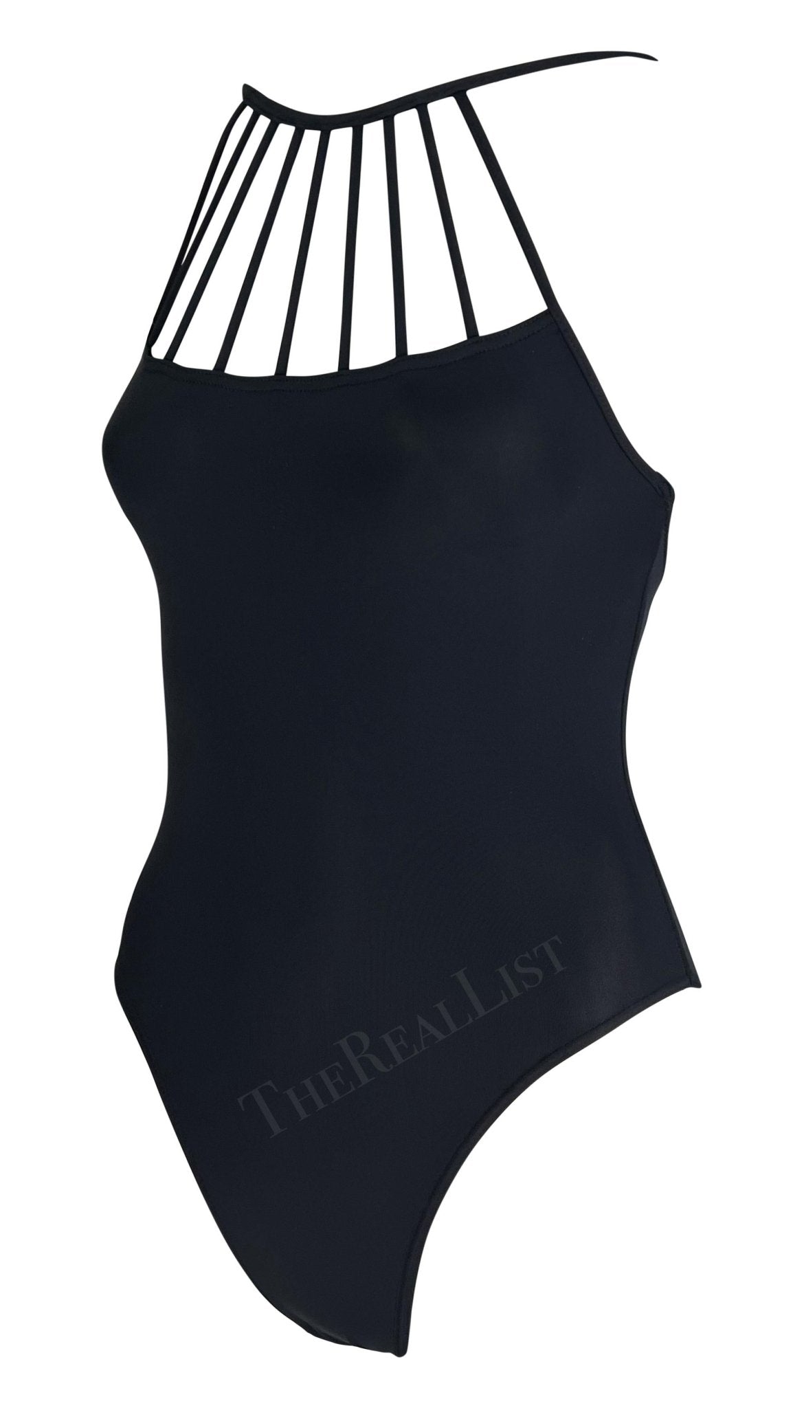 S/S 1998 Hervé Léger Black One Piece Body Suit Swimsuit Bodysuit - RealList